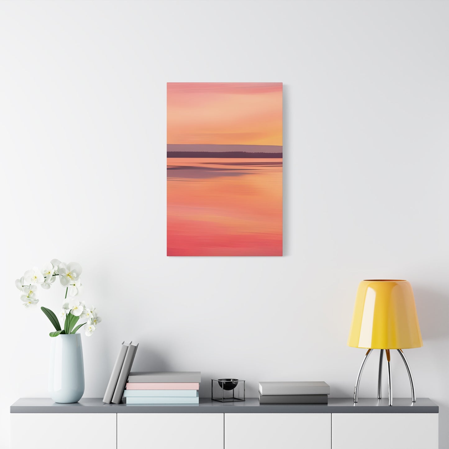 Serene Sunset Canvas Print | Abstract Landscape Wall Art | Pink and Orange DecorMatte Canvas, Stretched, 1.25"
