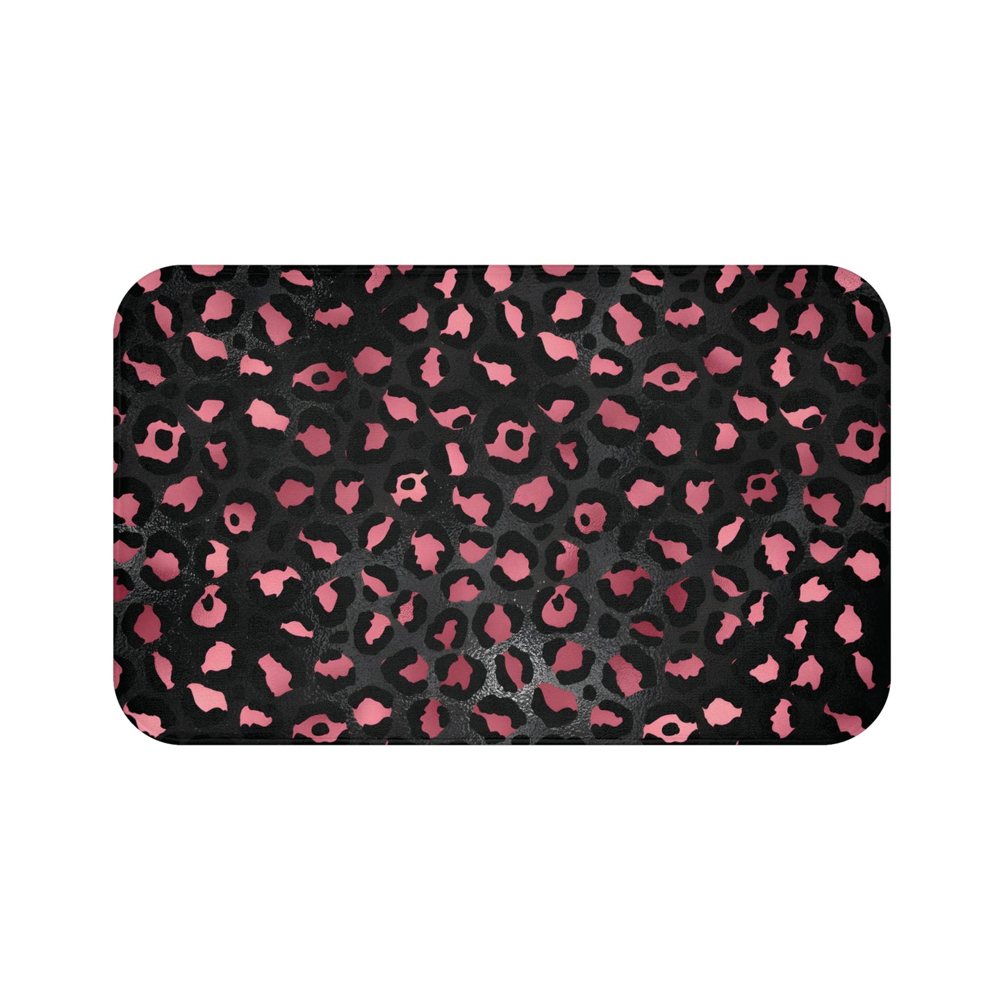 Black and Pink Leopard Spotted Bath Mat