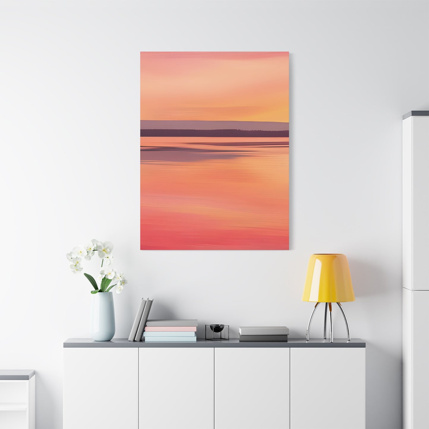 Serene Sunset Canvas Print | Abstract Landscape Wall Art | Pink and Orange DecorMatte Canvas, Stretched, 1.25"
