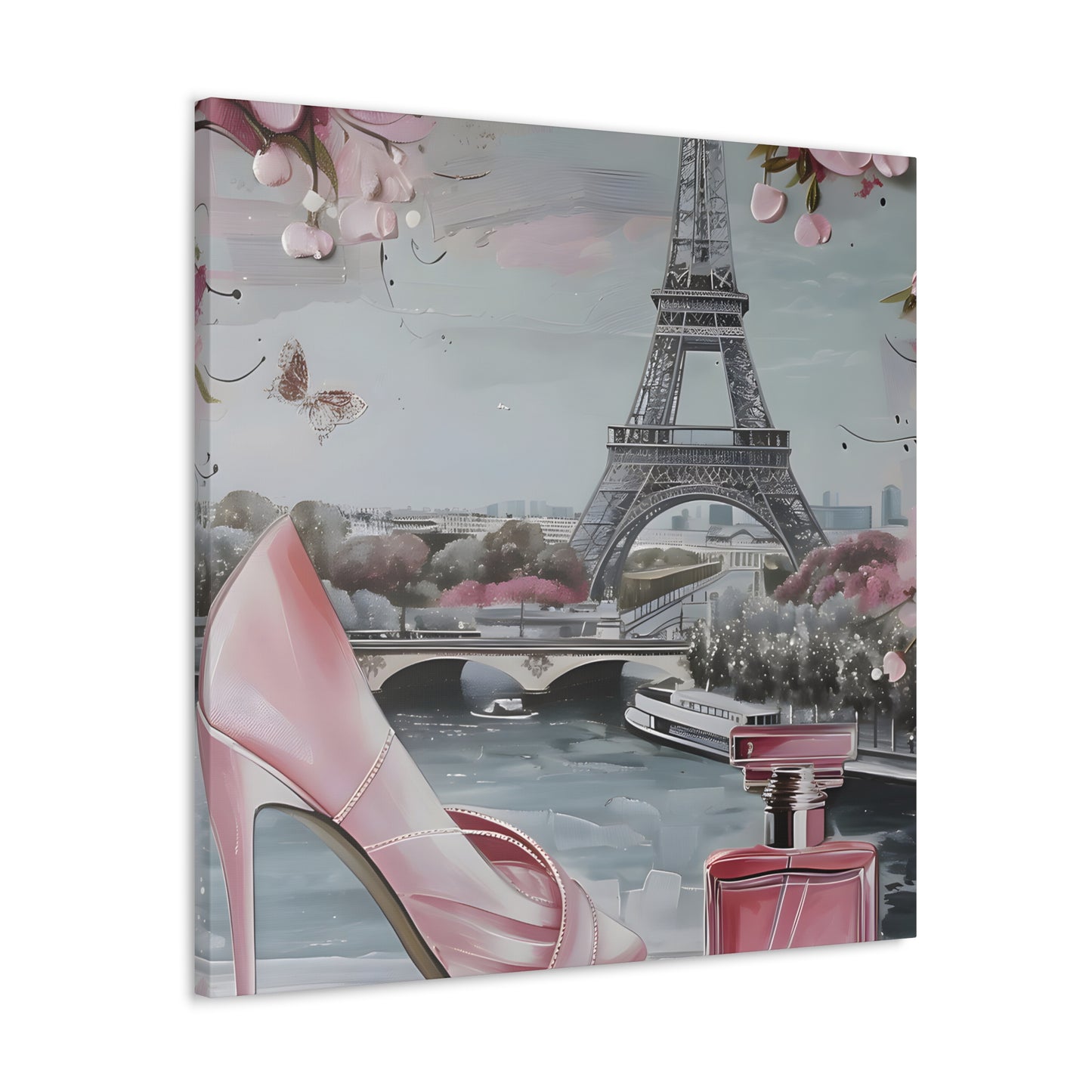 Parisian Chic Canvas Print| Eiffel Tower Wall Art| Pink & Grey Decor