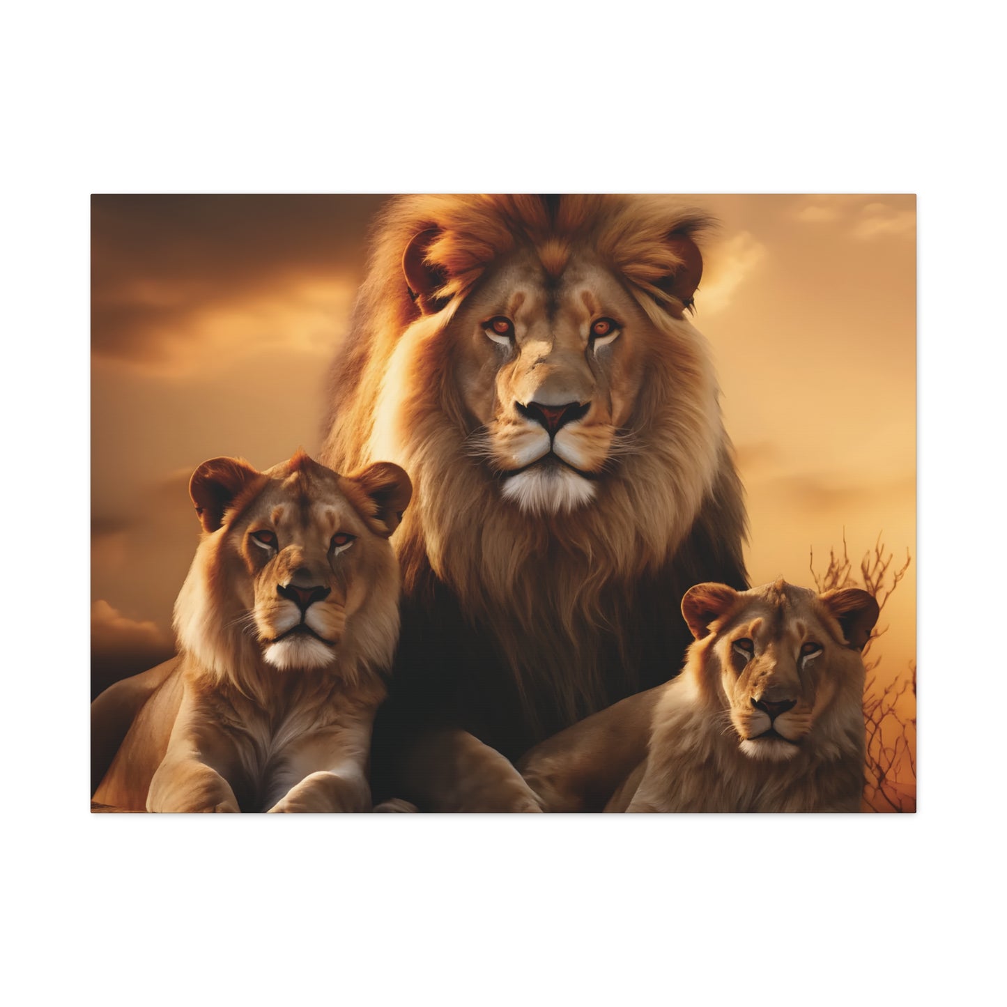 Majestic Lion Family Wall Art | Canvas Print | Wildlife Decor