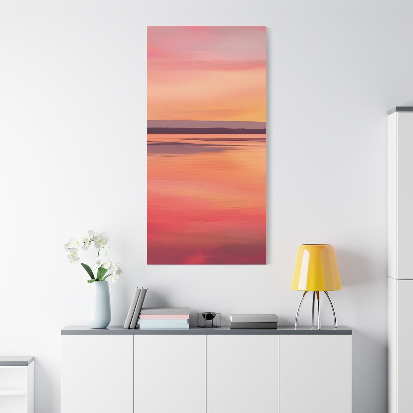 Serene Sunset Canvas Print | Abstract Landscape Wall Art | Pink and Orange DecorMatte Canvas, Stretched, 1.25"