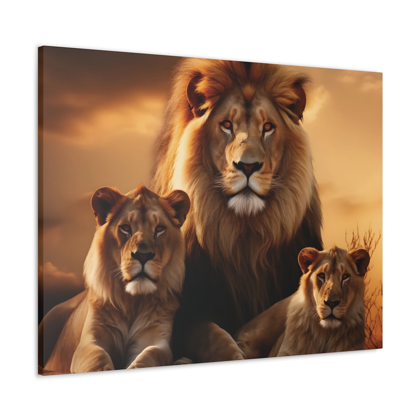 Majestic Lion Family Wall Art | Canvas Print | Wildlife Decor