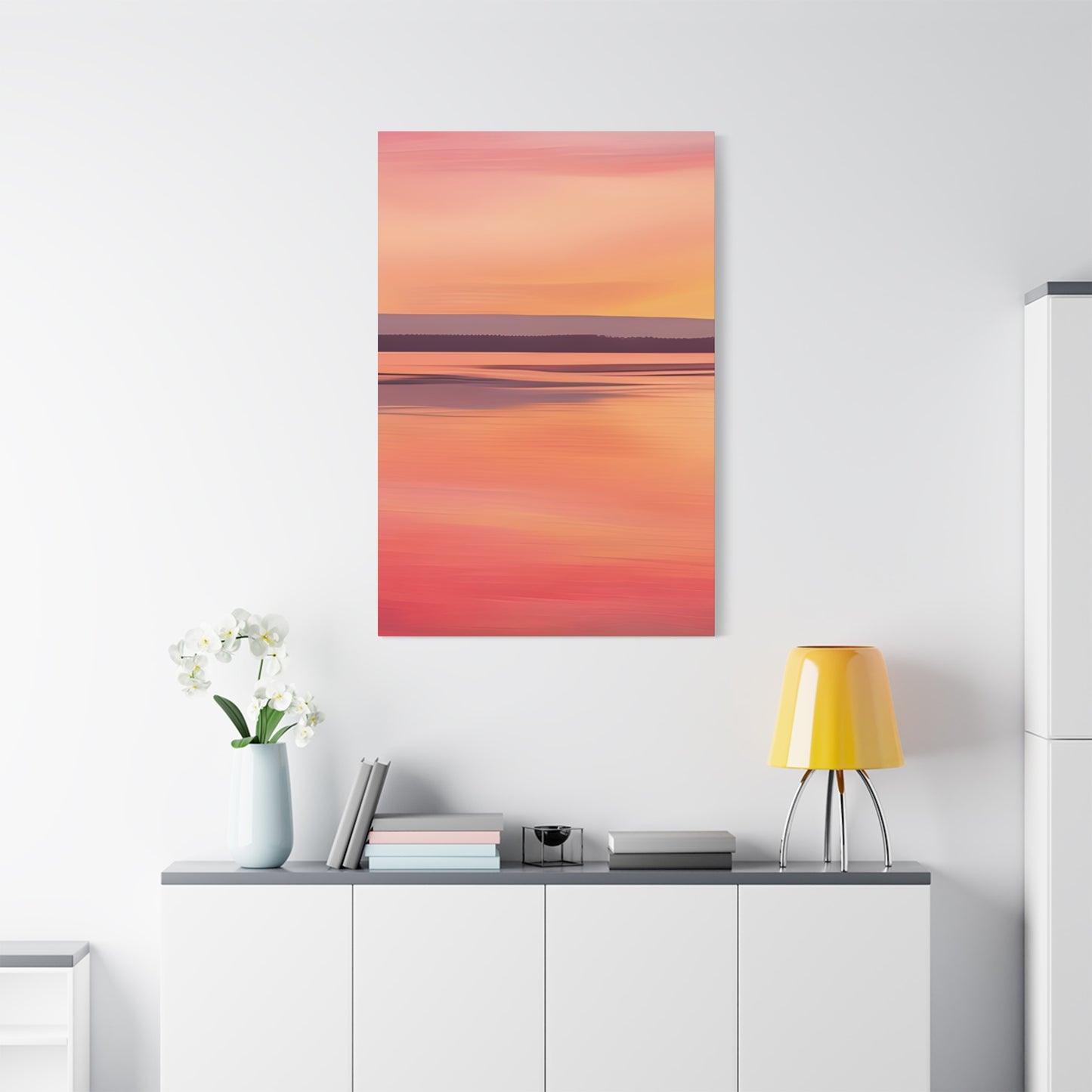 Serene Sunset Canvas Print | Abstract Landscape Wall Art | Pink and Orange DecorMatte Canvas, Stretched, 1.25"