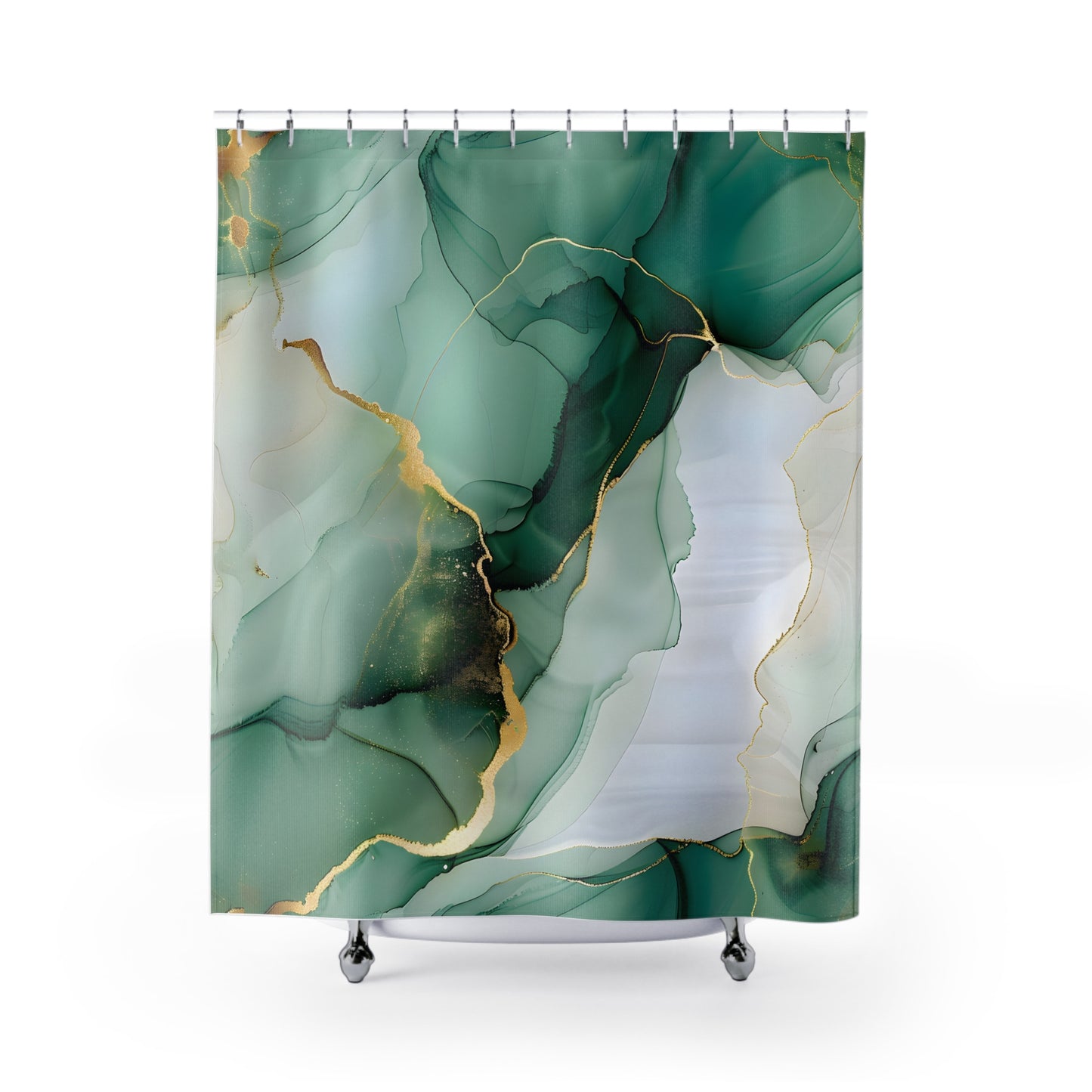 Green Marble Shower Curtain