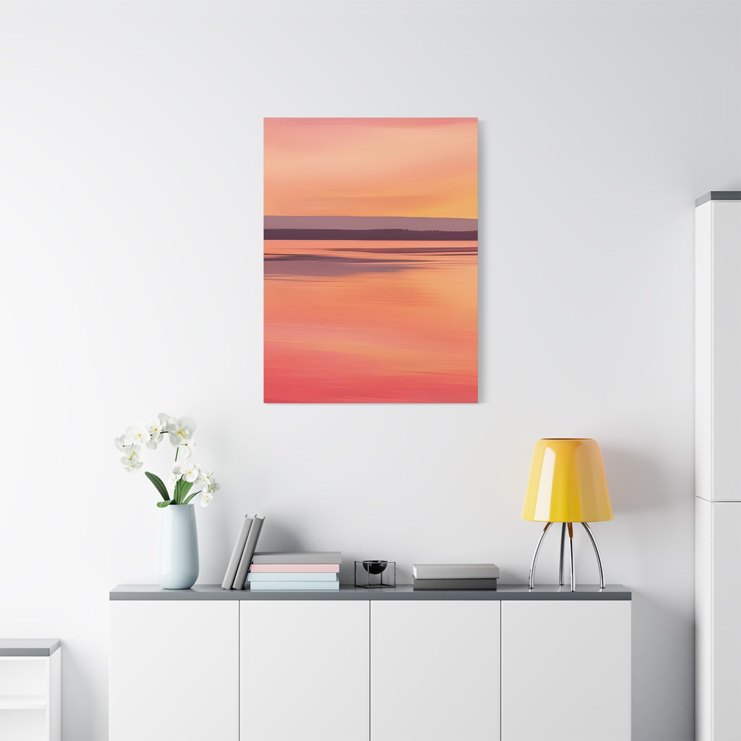 Serene Sunset Canvas Print | Abstract Landscape Wall Art | Pink and Orange DecorMatte Canvas, Stretched, 1.25"