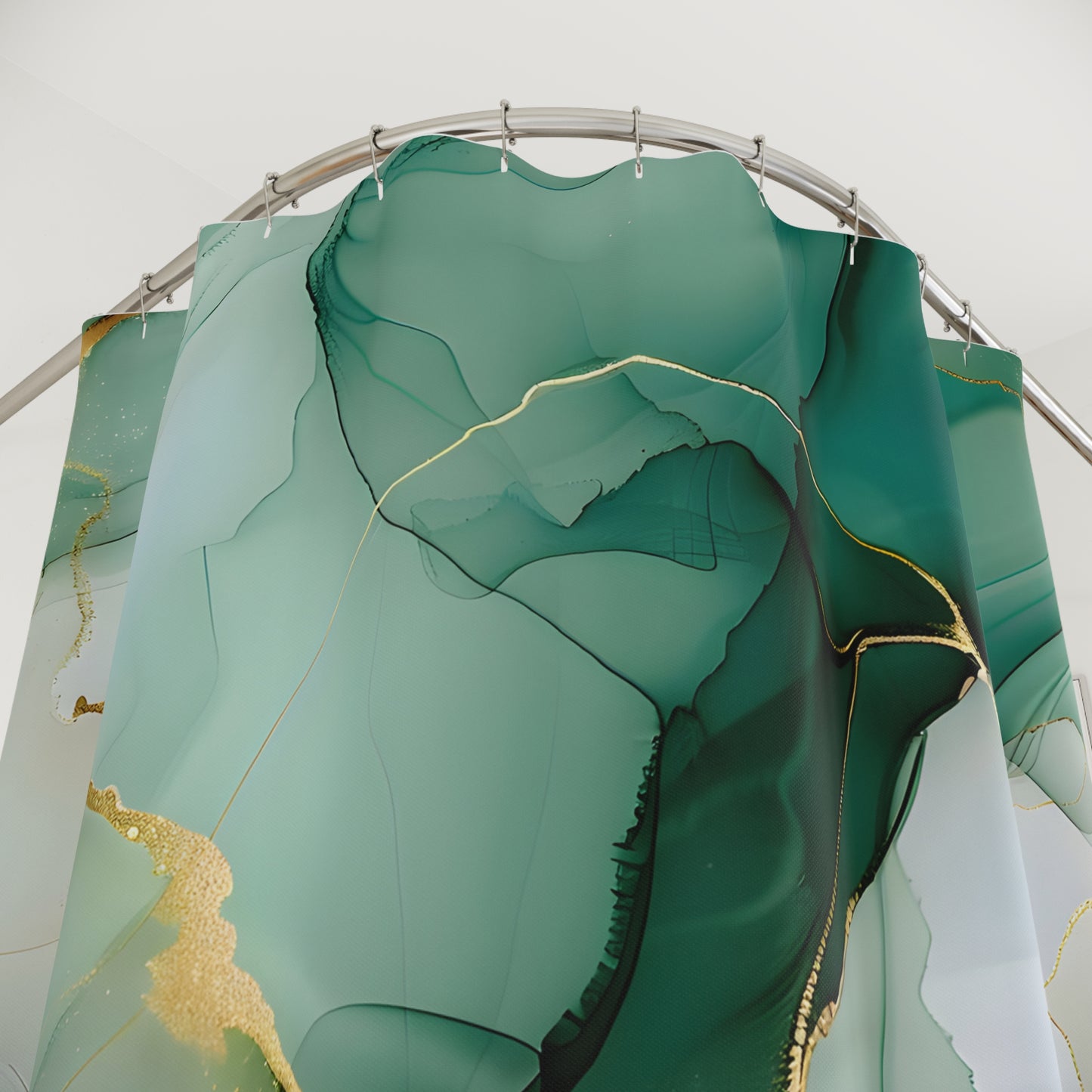 Green Marble Shower Curtain