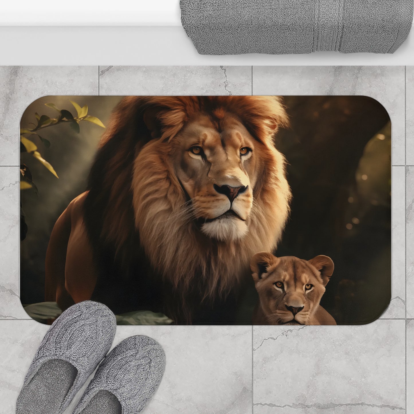Lion and Cub Bath Mat