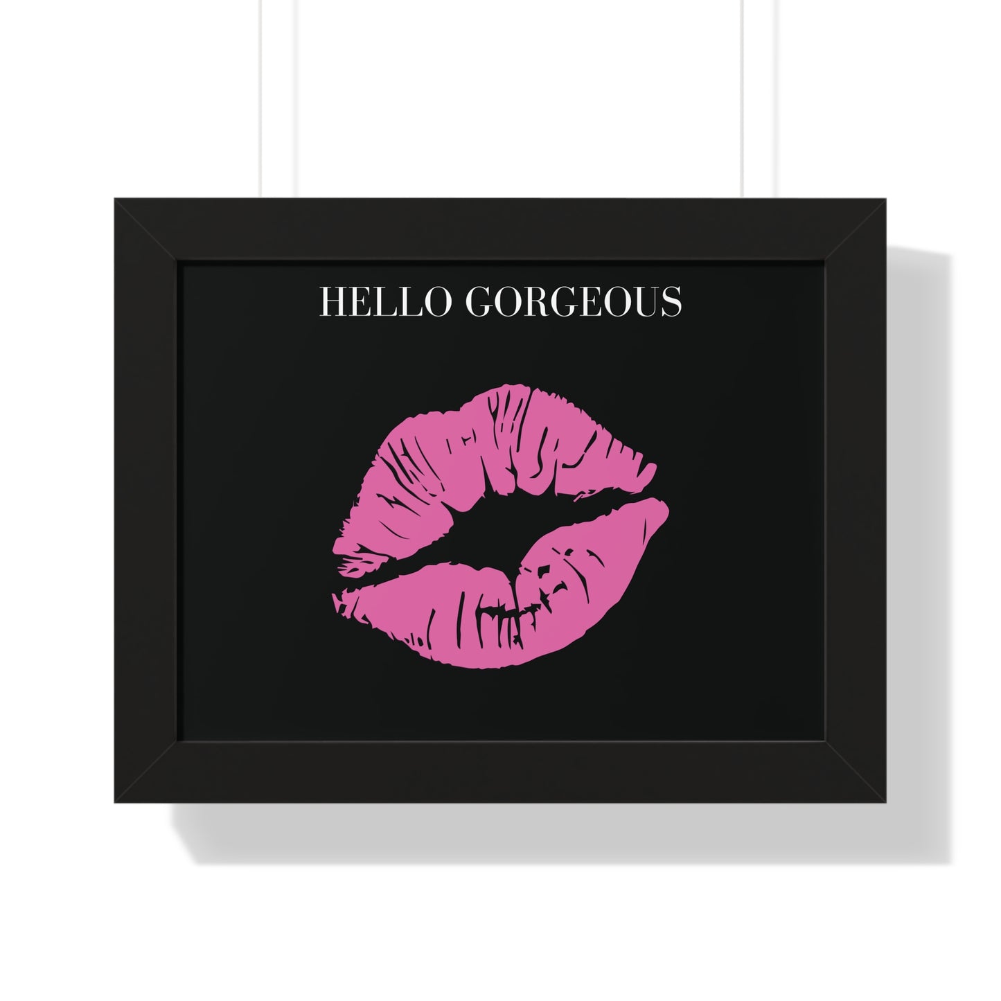 Hello Gorgeous Kiss Wall Art Framed Horizontal Poster