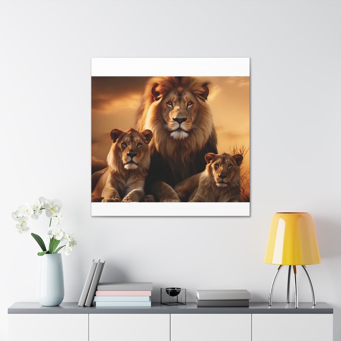 Majestic Lion Family Wall Art | Canvas Print | Wildlife Decor