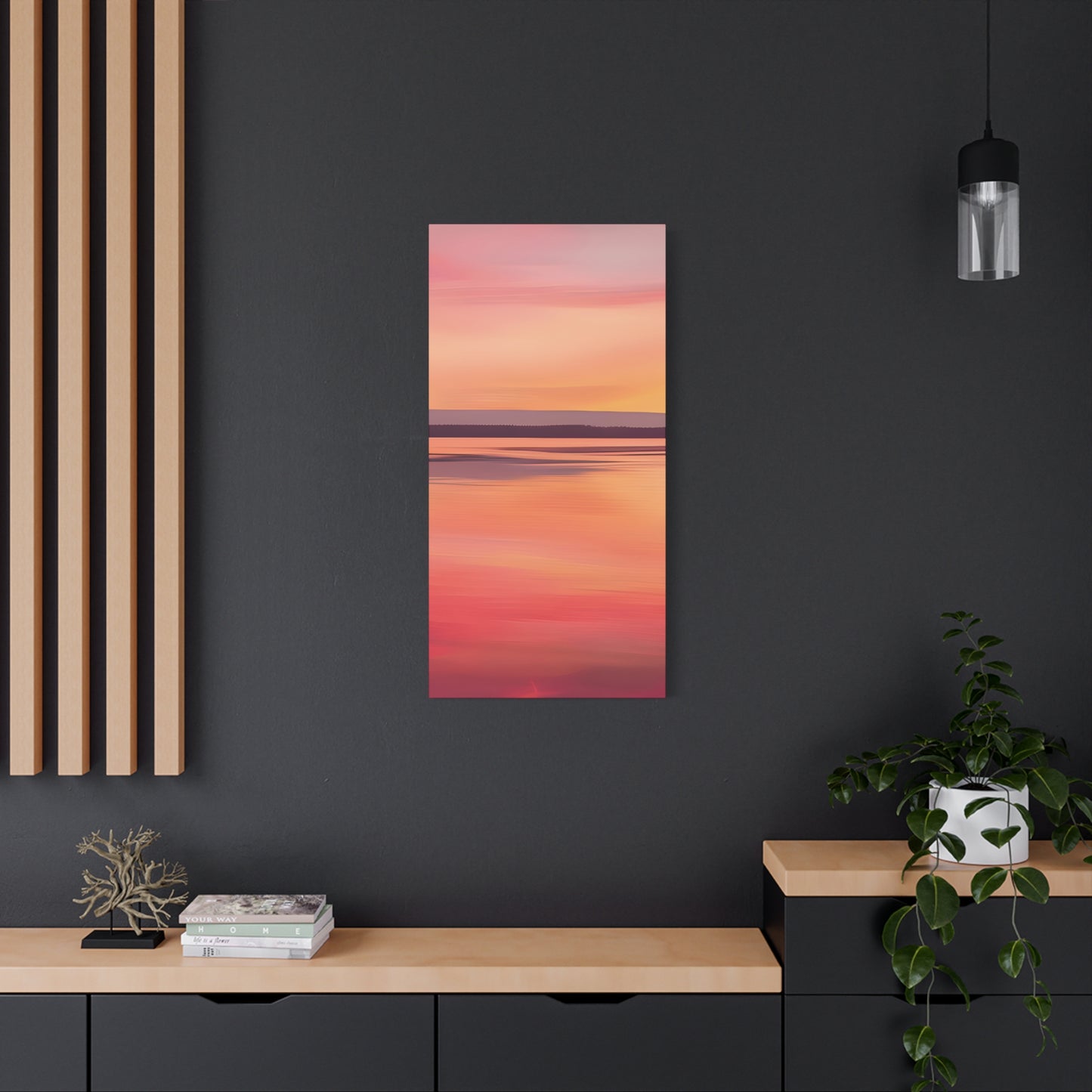 Serene Sunset Canvas Print | Abstract Landscape Wall Art | Pink and Orange DecorMatte Canvas, Stretched, 1.25"