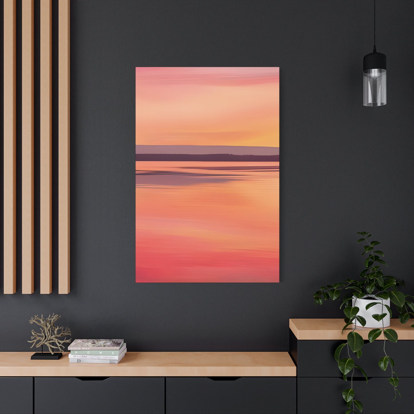 Serene Sunset Canvas Print | Abstract Landscape Wall Art | Pink and Orange DecorMatte Canvas, Stretched, 1.25"