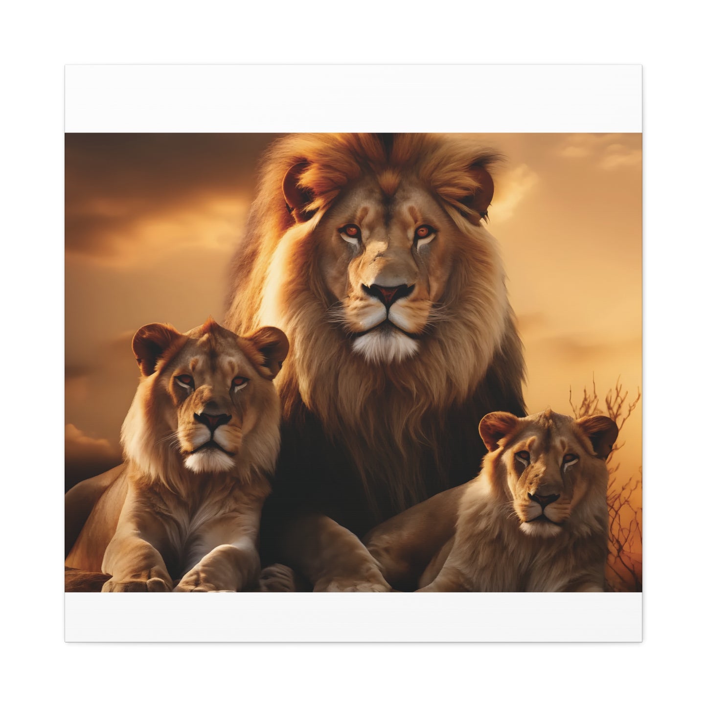 Majestic Lion Family Wall Art | Canvas Print | Wildlife Decor