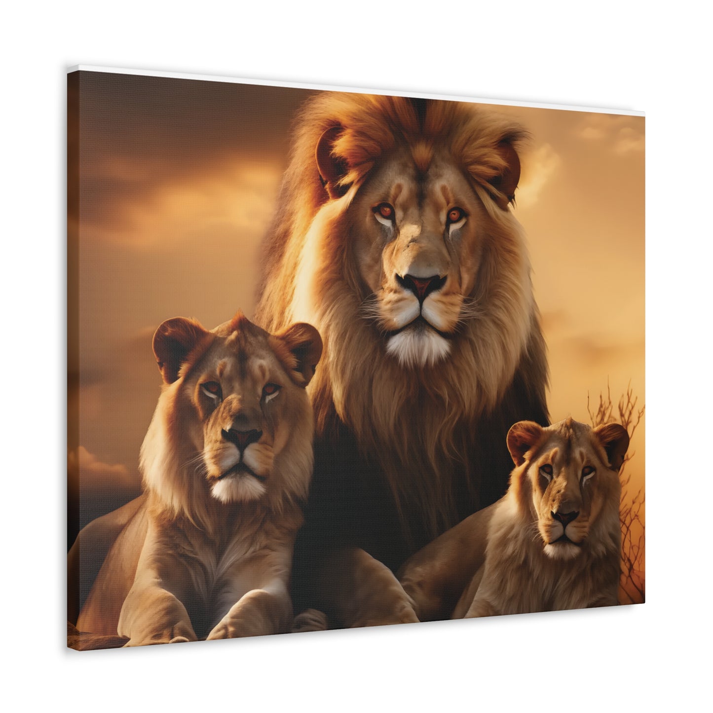 Majestic Lion Family Wall Art | Canvas Print | Wildlife Decor