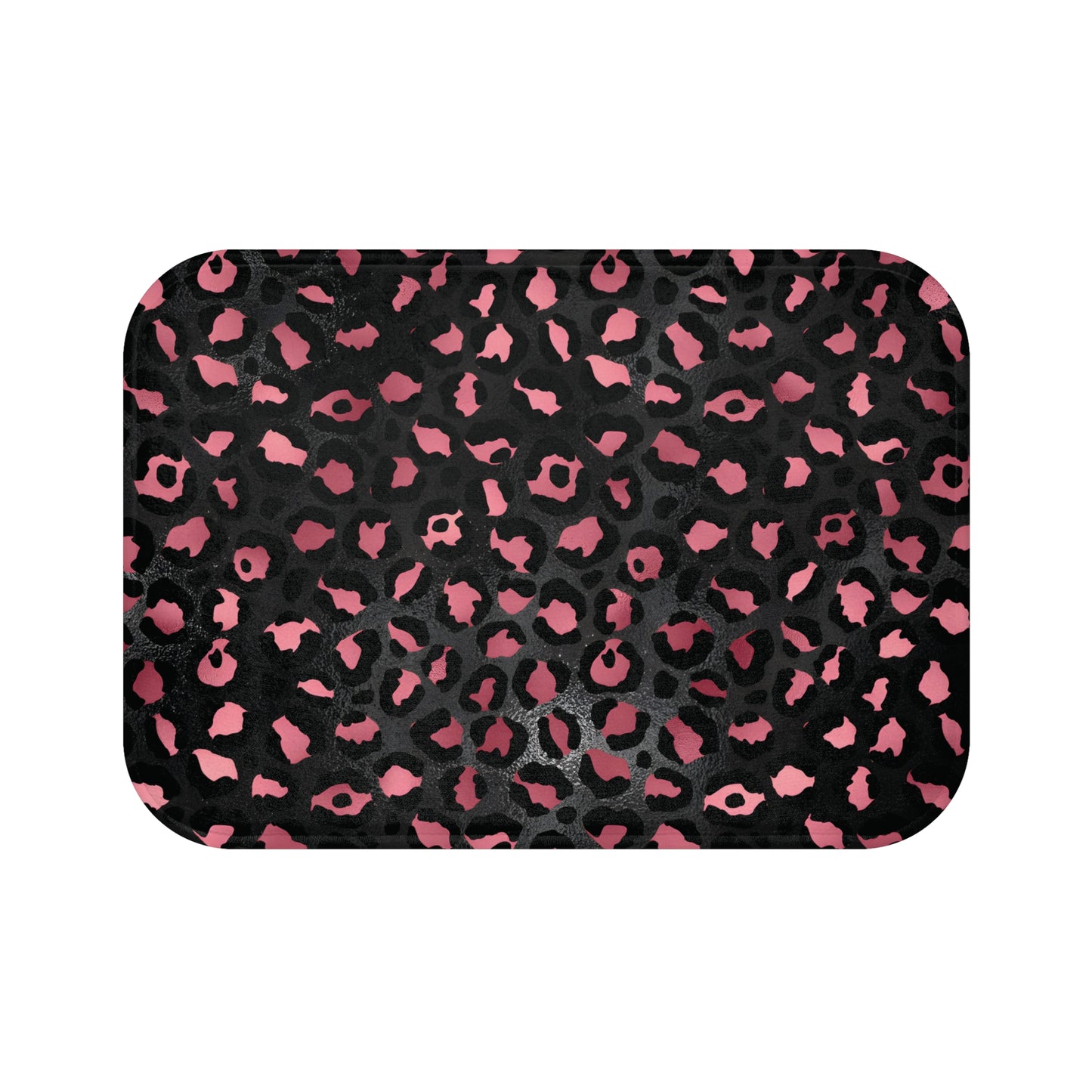 Black and Pink Leopard Spotted Bath Mat