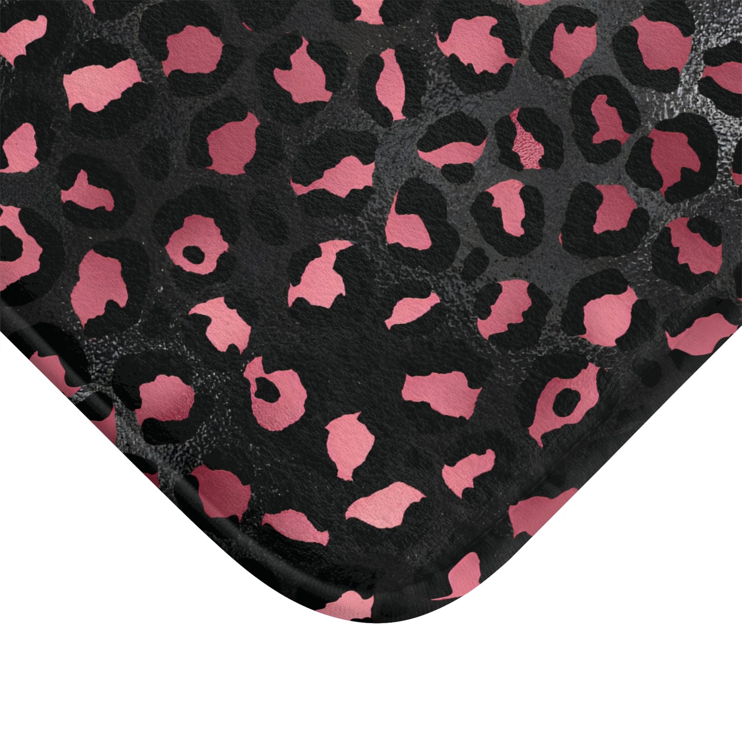 Black and Pink Leopard Spotted Bath Mat