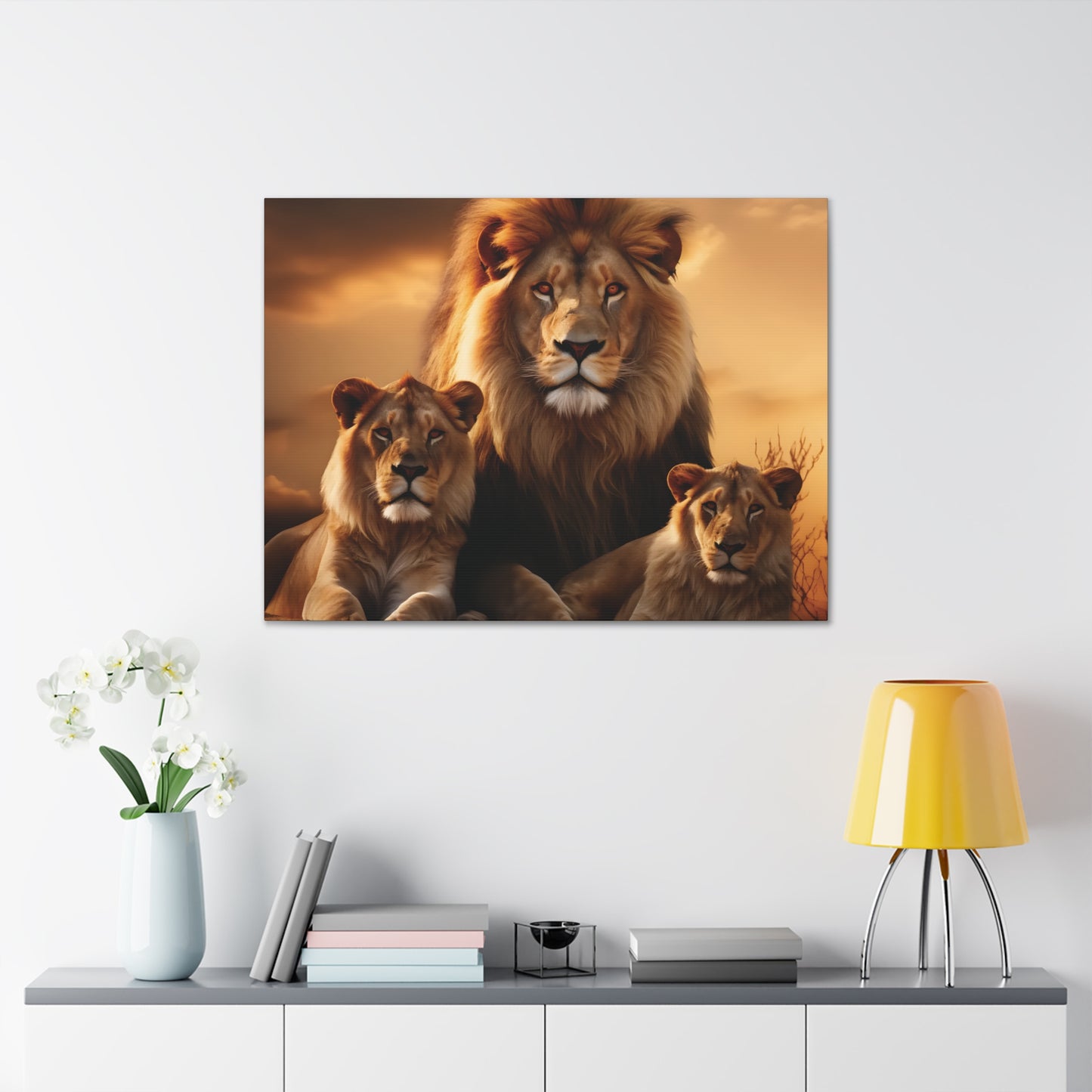 Majestic Lion Family Wall Art | Canvas Print | Wildlife Decor