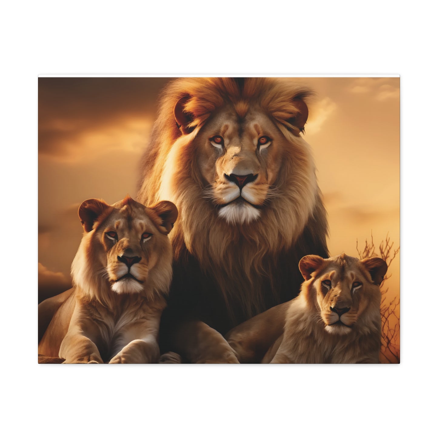 Majestic Lion Family Wall Art | Canvas Print | Wildlife Decor