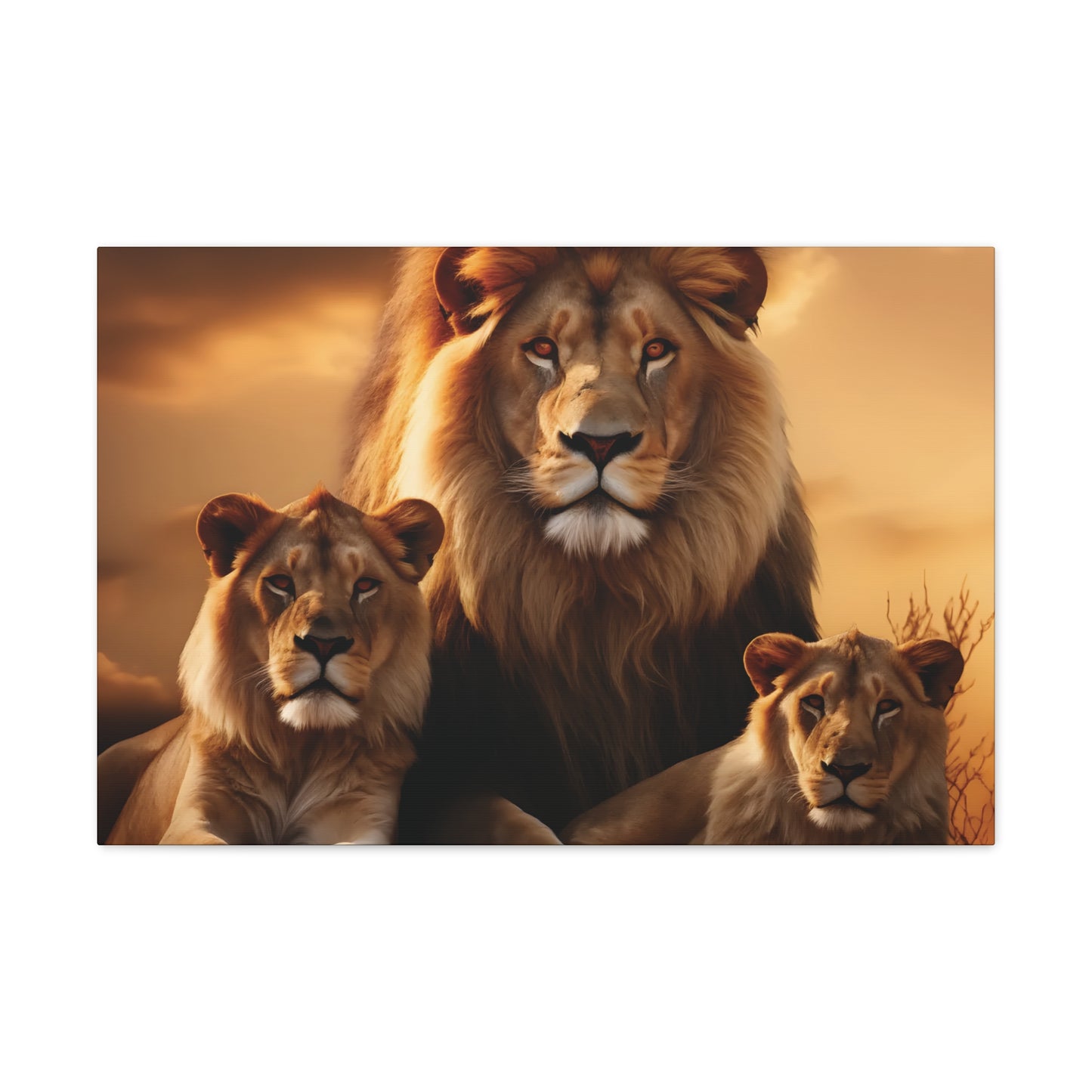 Majestic Lion Family Wall Art | Canvas Print | Wildlife Decor