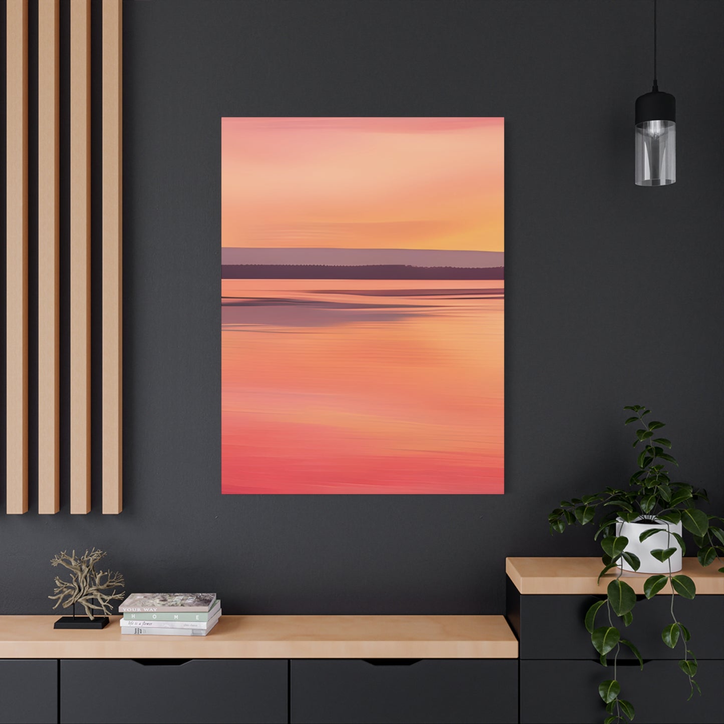 Serene Sunset Canvas Print | Abstract Landscape Wall Art | Pink and Orange DecorMatte Canvas, Stretched, 1.25"