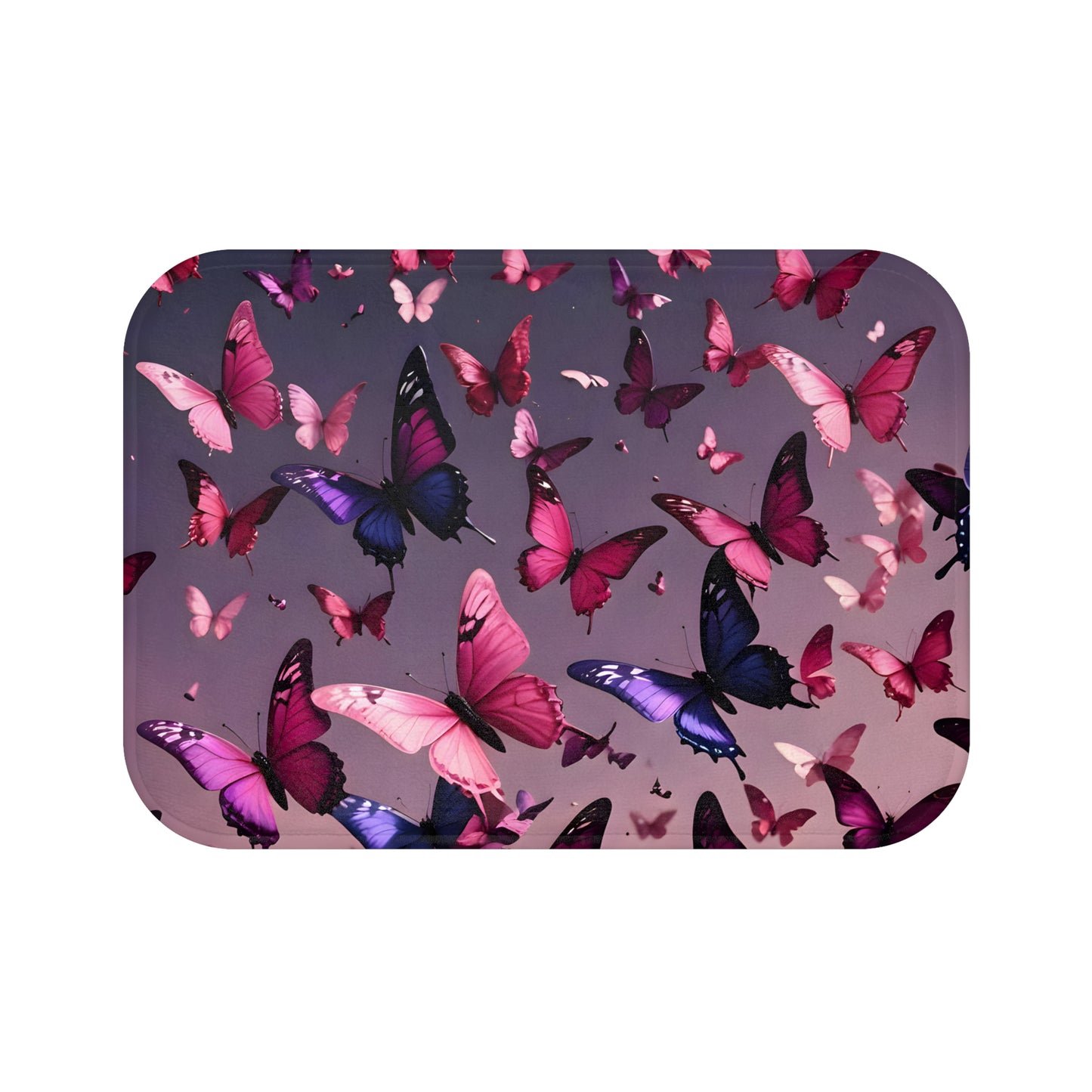 Butterfly Bath Mat | Pink and Purple Bath Mat | Butterfly Bathroom Decor