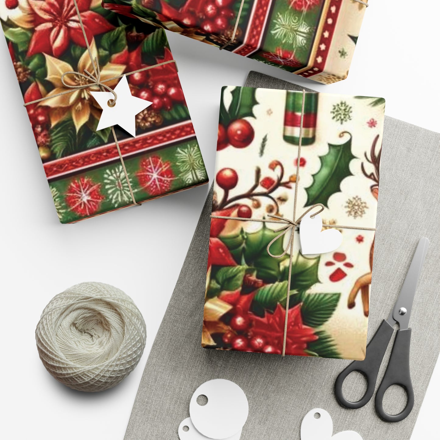 Santa & Reindeer Christmas Gift Wrap Papers