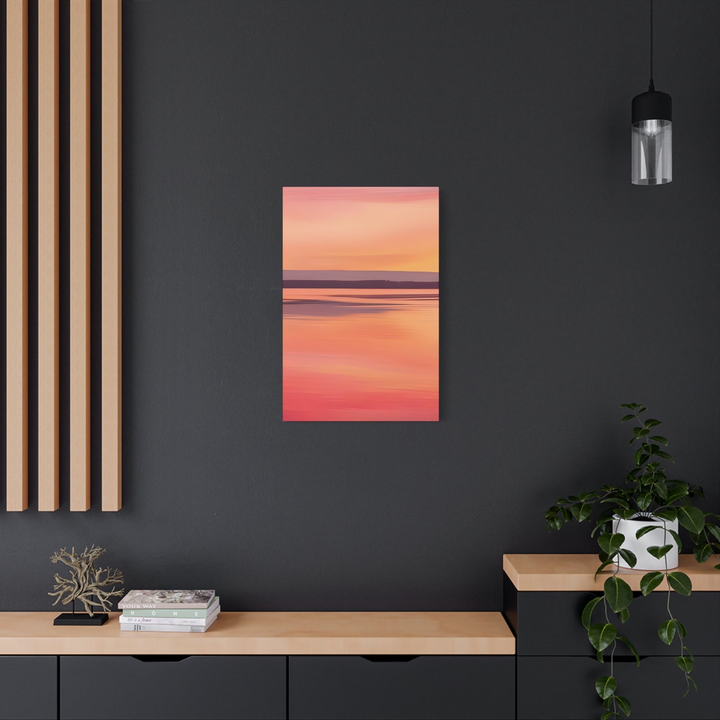 Serene Sunset Canvas Print | Abstract Landscape Wall Art | Pink and Orange DecorMatte Canvas, Stretched, 1.25"