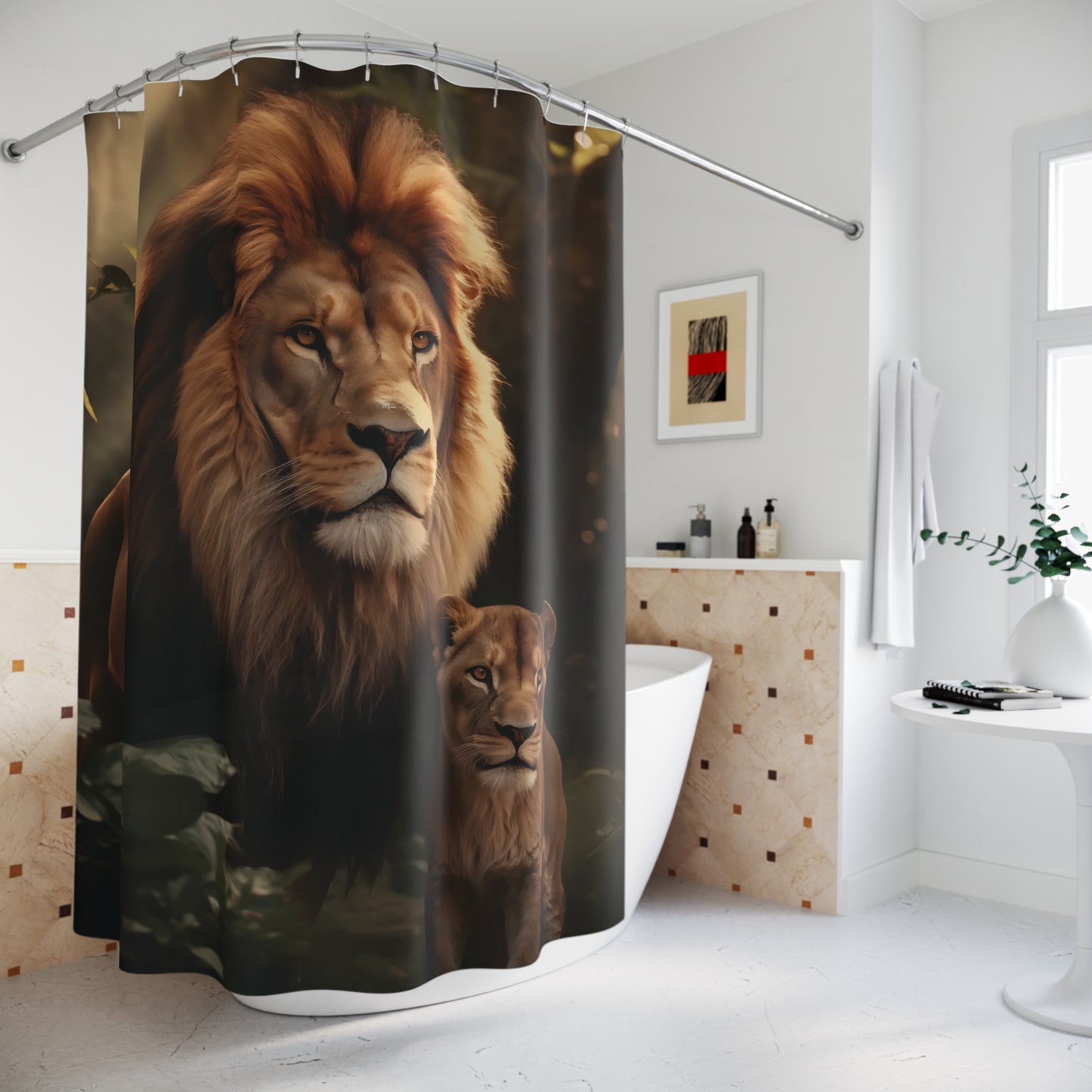 Forest Green Lion Shower Curtain