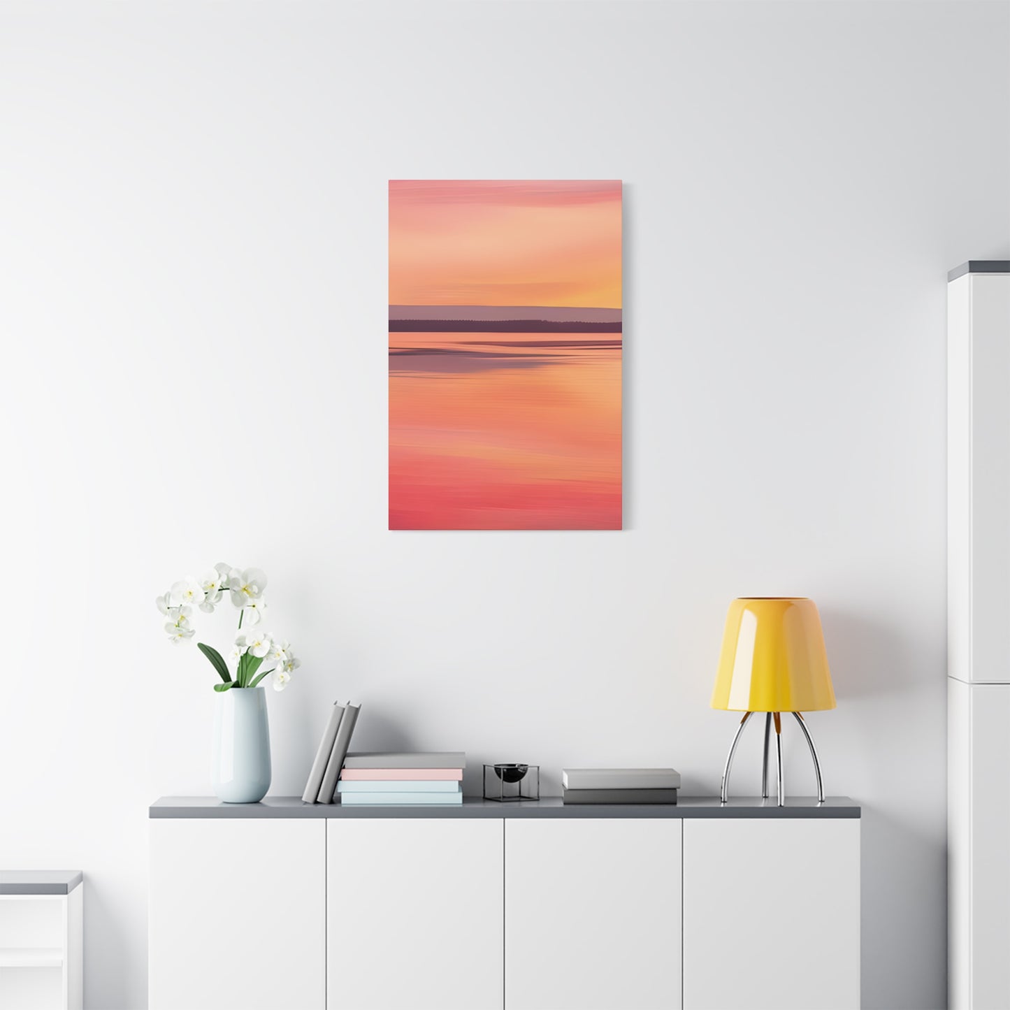 Serene Sunset Canvas Print | Abstract Landscape Wall Art | Pink and Orange DecorMatte Canvas, Stretched, 1.25"