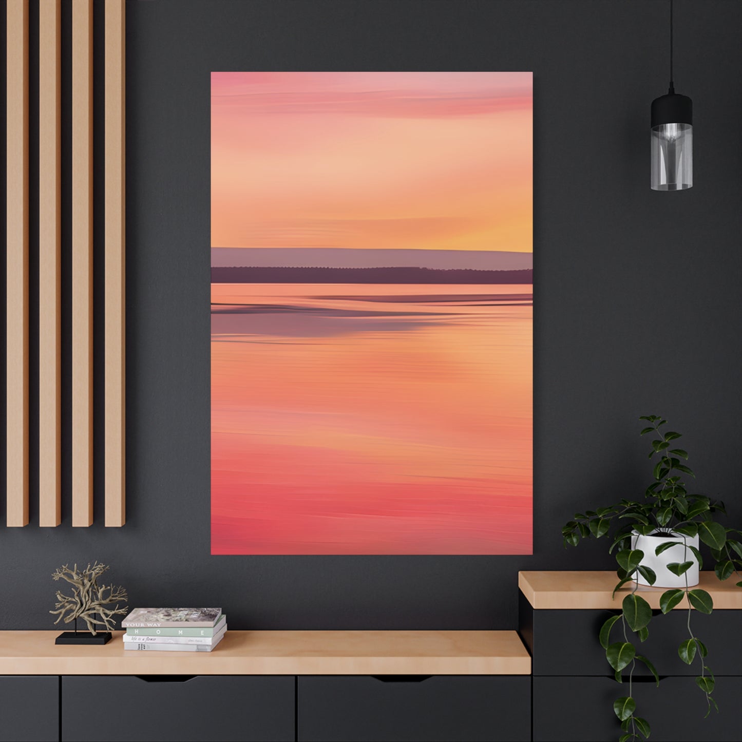 Serene Sunset Canvas Print | Abstract Landscape Wall Art | Pink and Orange DecorMatte Canvas, Stretched, 1.25"