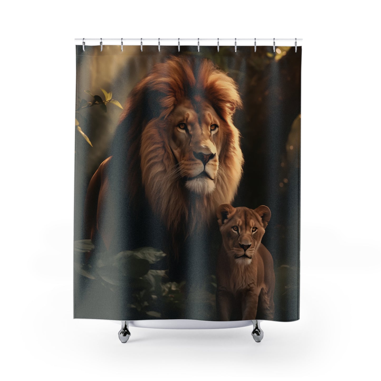 Forest Green Lion Shower Curtain