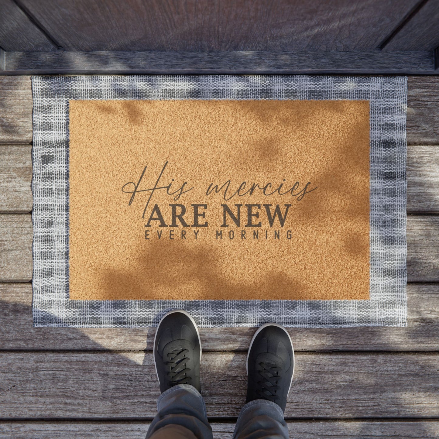 "His Mercies Are New Every Morning" - Christian Coir Doormat | Religious Welcome Mat