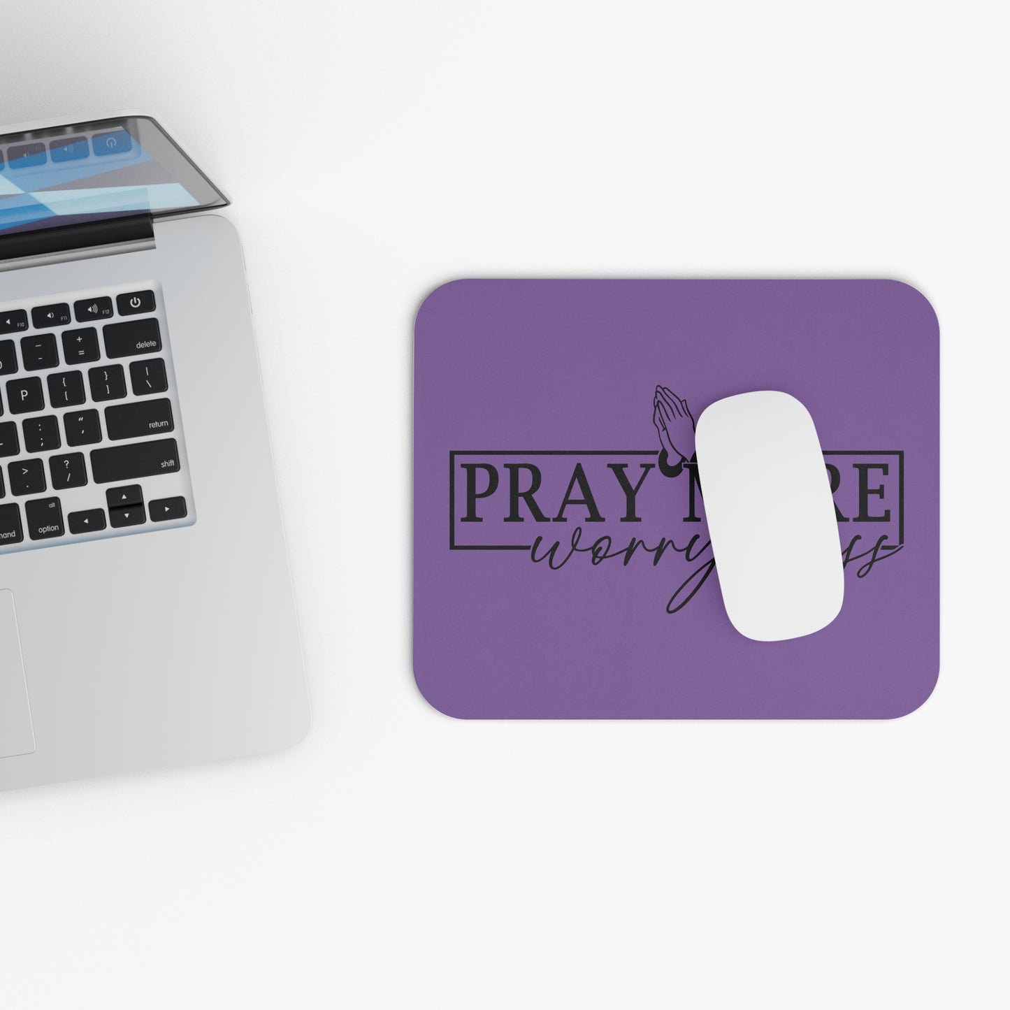 Pray More Worry Less Mouse Pad (Rectangle)- Purple