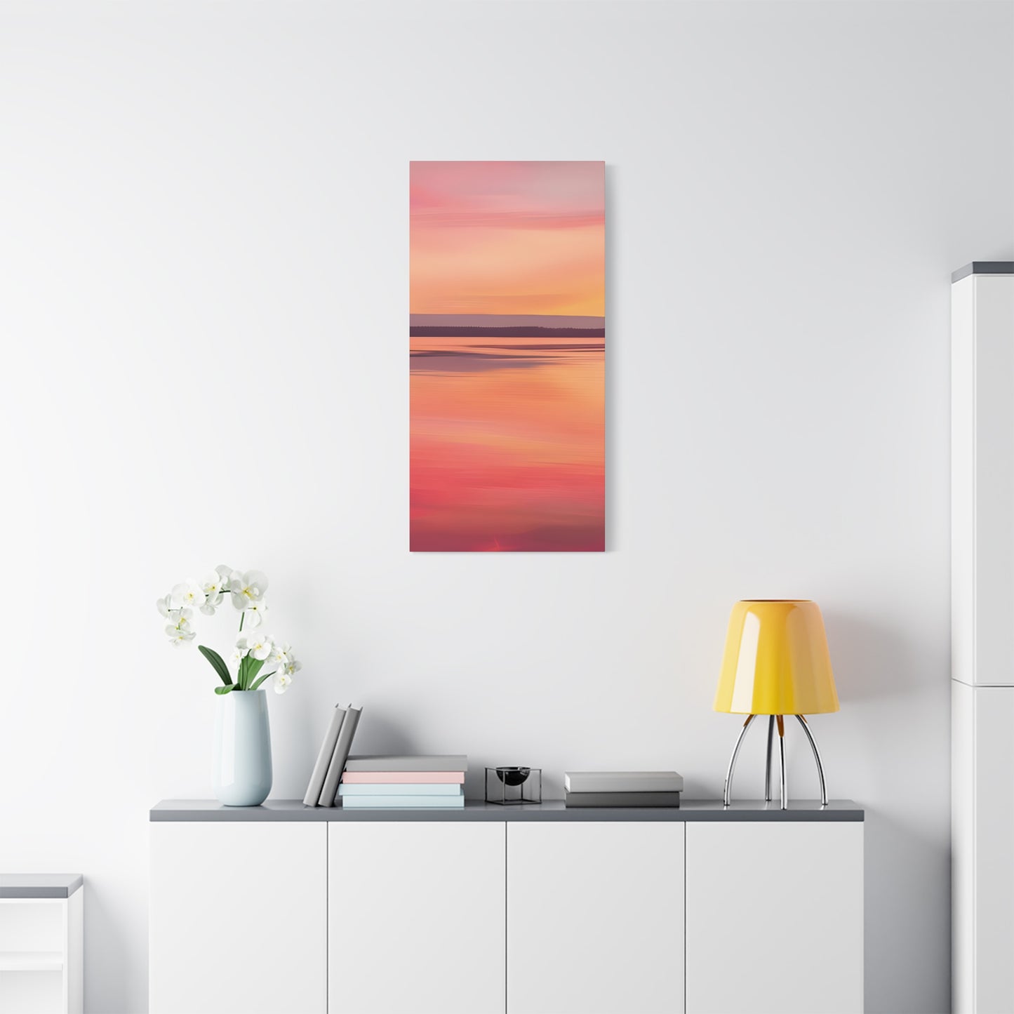 Serene Sunset Canvas Print | Abstract Landscape Wall Art | Pink and Orange DecorMatte Canvas, Stretched, 1.25"
