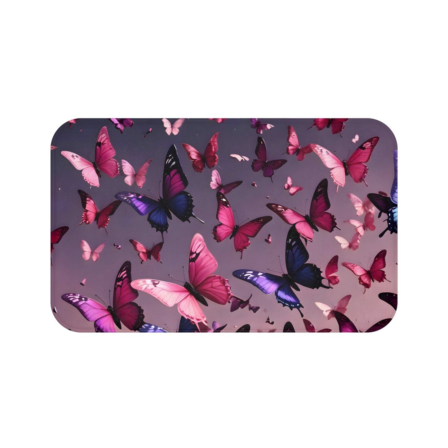 Butterfly Bath Mat | Pink and Purple Bath Mat | Butterfly Bathroom Decor