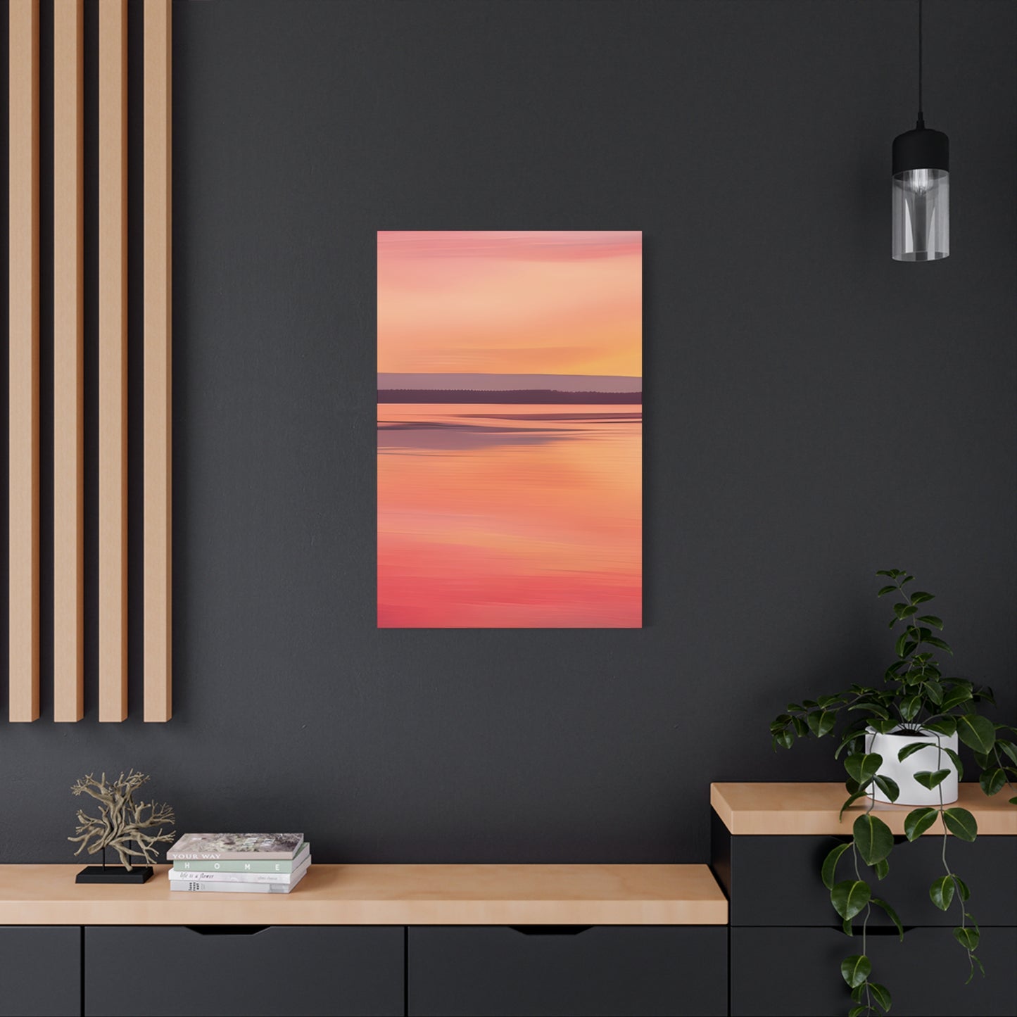 Serene Sunset Canvas Print | Abstract Landscape Wall Art | Pink and Orange DecorMatte Canvas, Stretched, 1.25"
