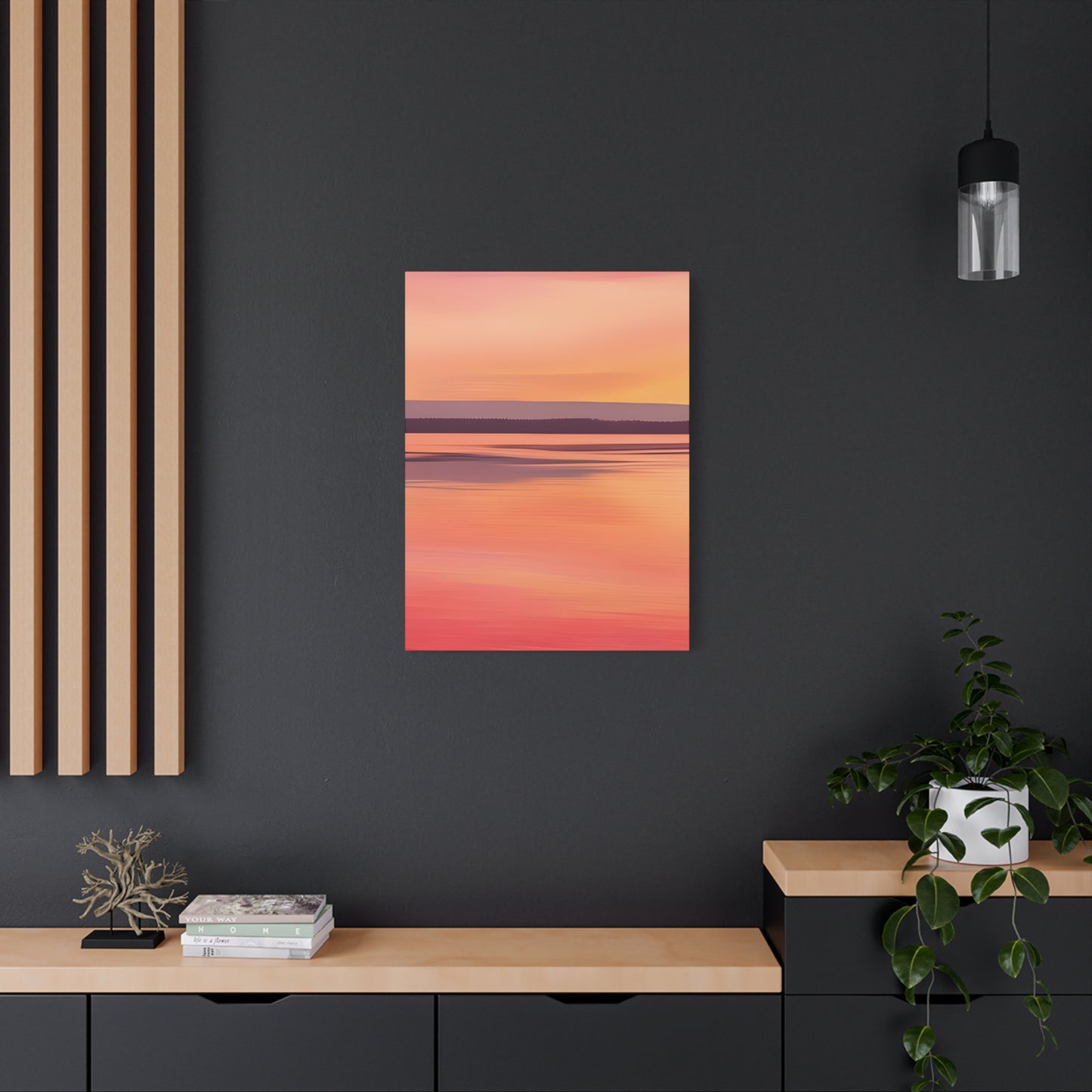 Serene Sunset Canvas Print | Abstract Landscape Wall Art | Pink and Orange DecorMatte Canvas, Stretched, 1.25"