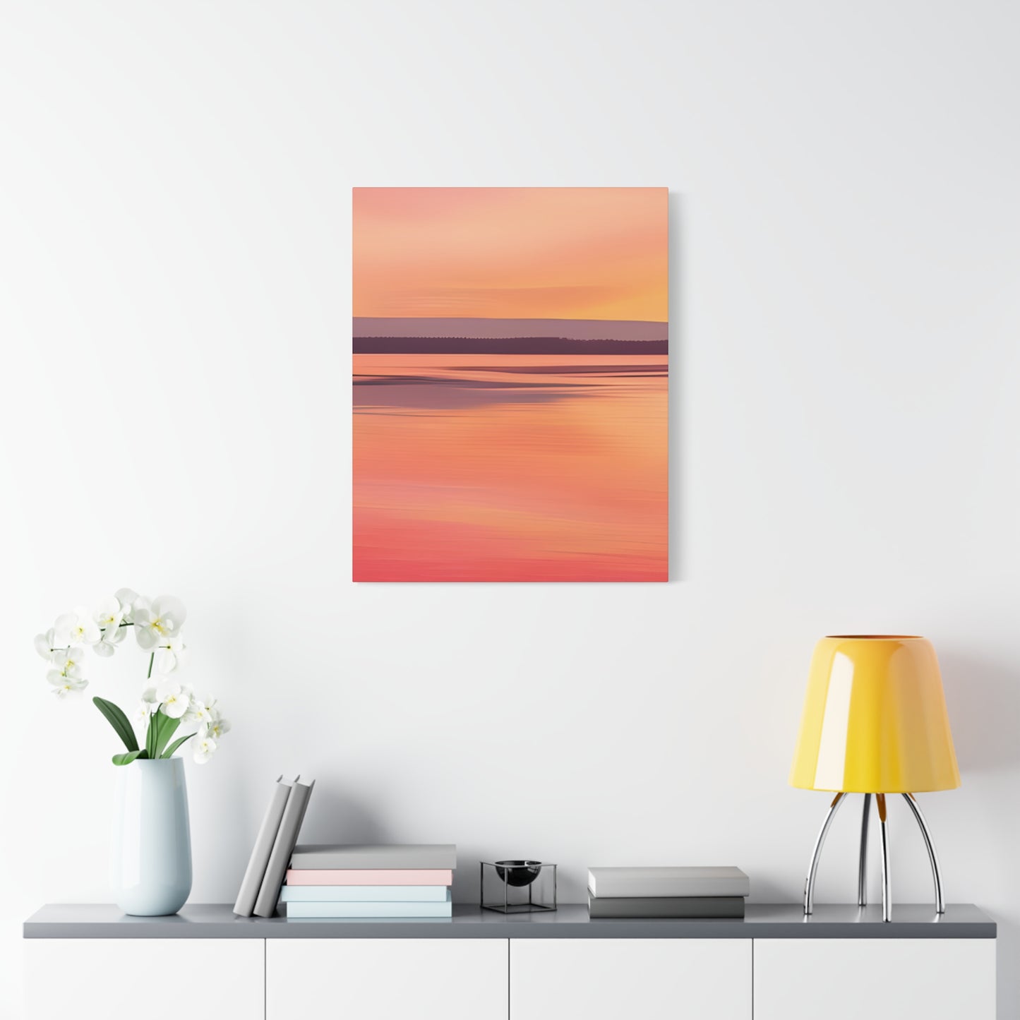 Serene Sunset Canvas Print | Abstract Landscape Wall Art | Pink and Orange DecorMatte Canvas, Stretched, 1.25"