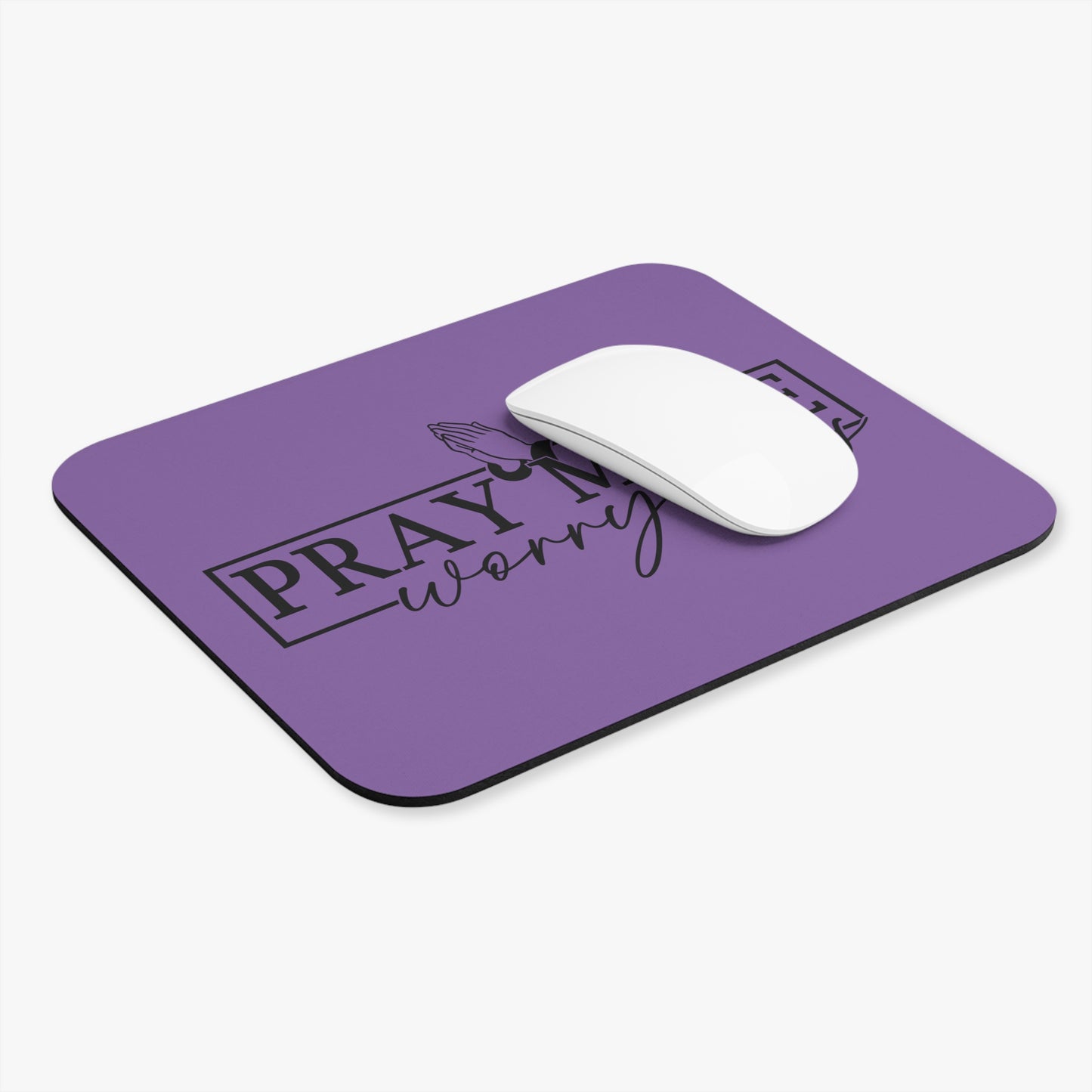 Pray More Worry Less Mouse Pad (Rectangle)- Purple