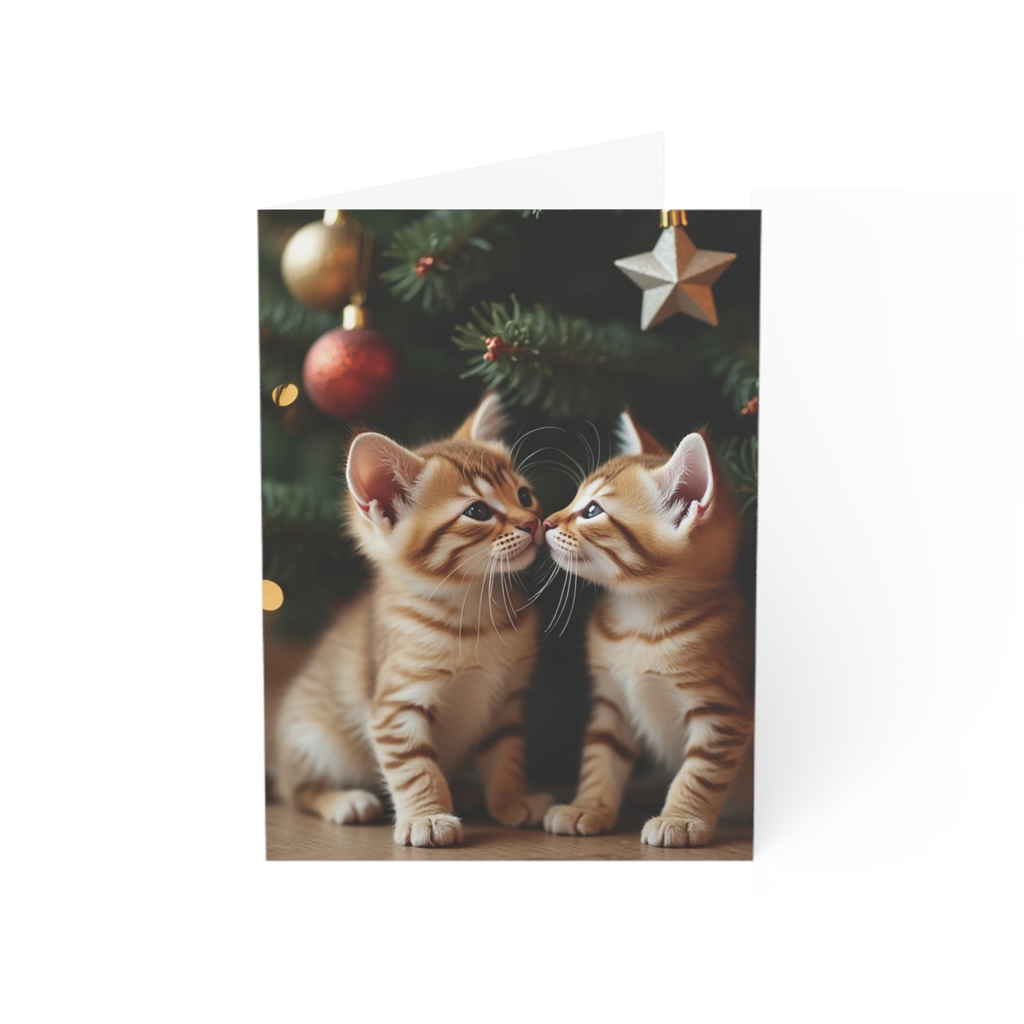 Adorable Christmas Kittens with Christmas Tree Greeting Card – Perfect for Cat Lovers(1, 10, 30, and 50pcs)