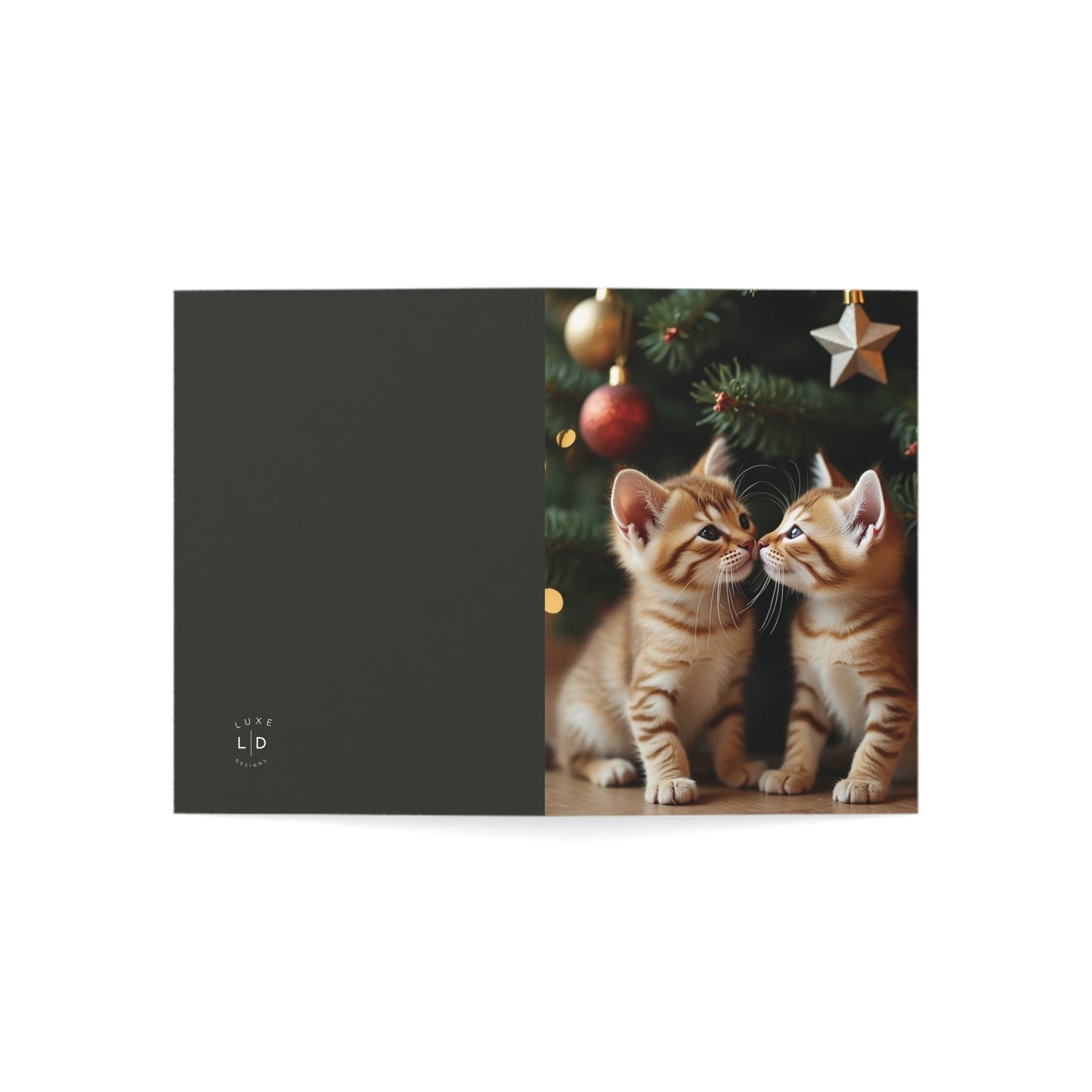 Adorable Christmas Kittens with Christmas Tree Greeting Card – Perfect for Cat Lovers(1, 10, 30, and 50pcs)