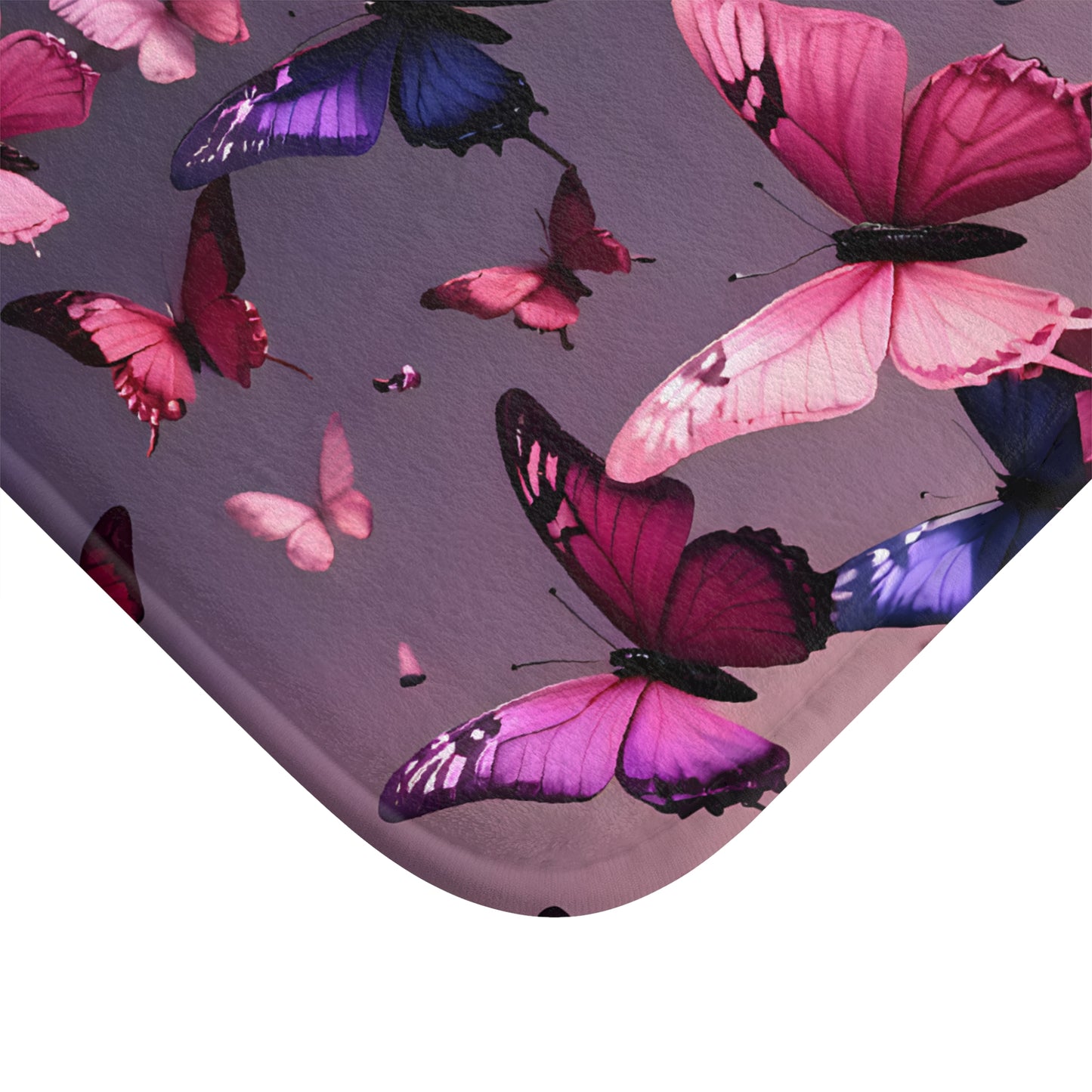Butterfly Bath Mat | Pink and Purple Bath Mat | Butterfly Bathroom Decor