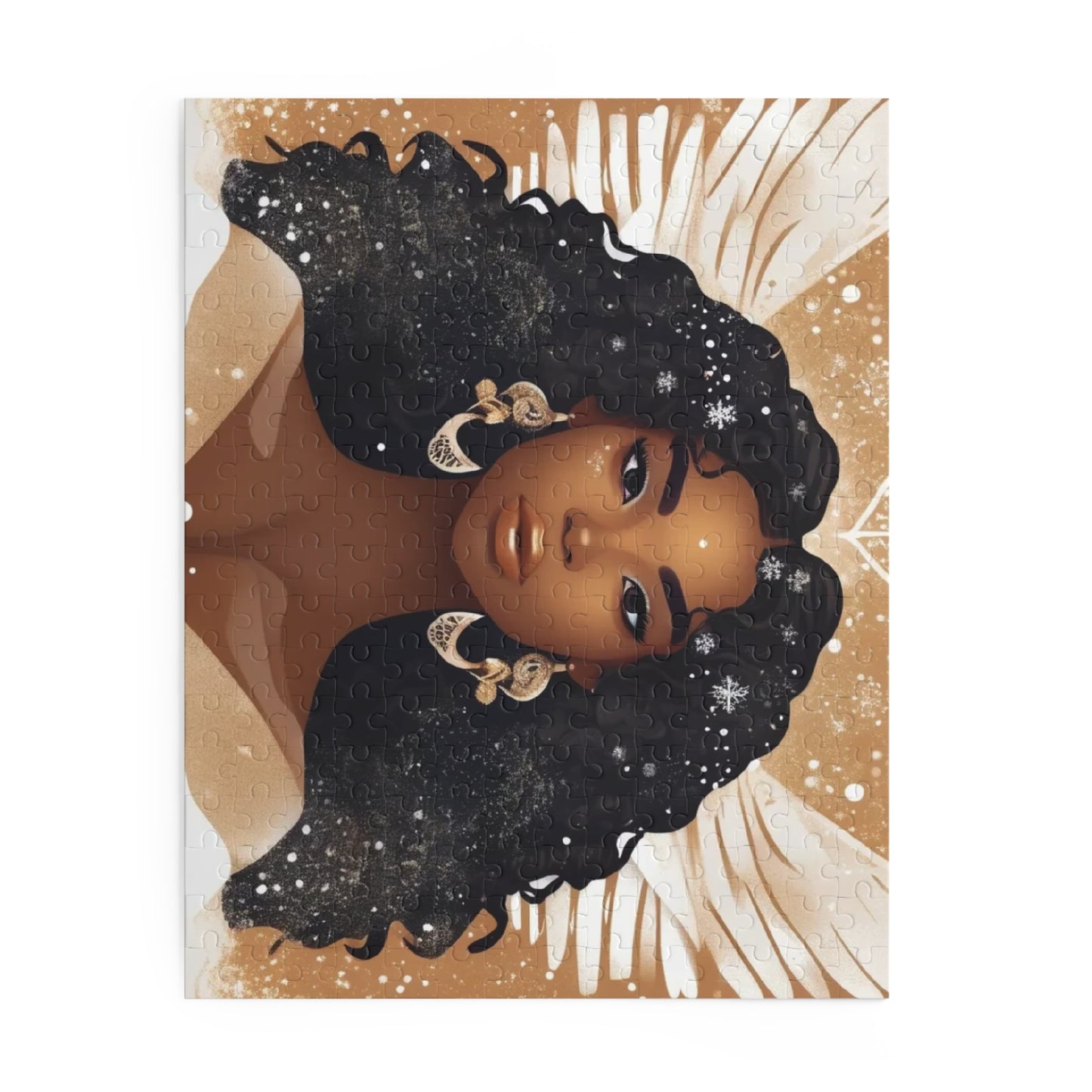 Elegant Angelic Goddess Puzzle – 120, 252, or 500 Pieces | Stunning Afrocentric Art for Home Decor & Gifts Puzzle