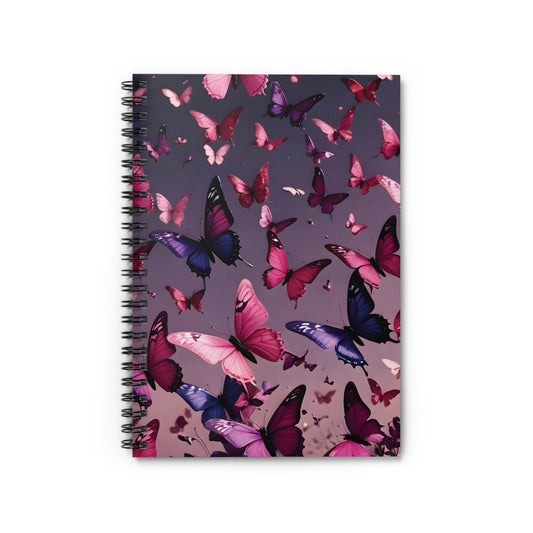 Pink & Purple Butterflies Spiral Notebook - Ruled Line