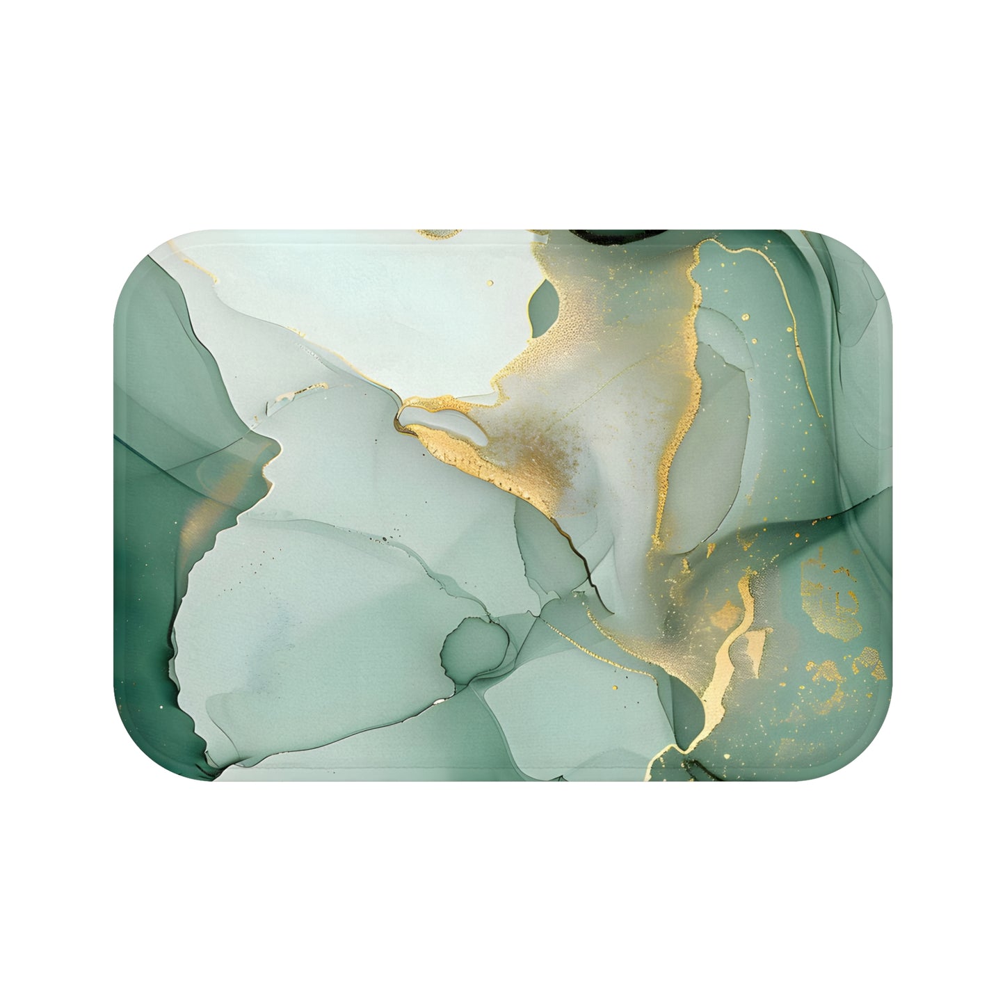 Abstract Green and Gold Bath Mat | Modern Bathroom Decor