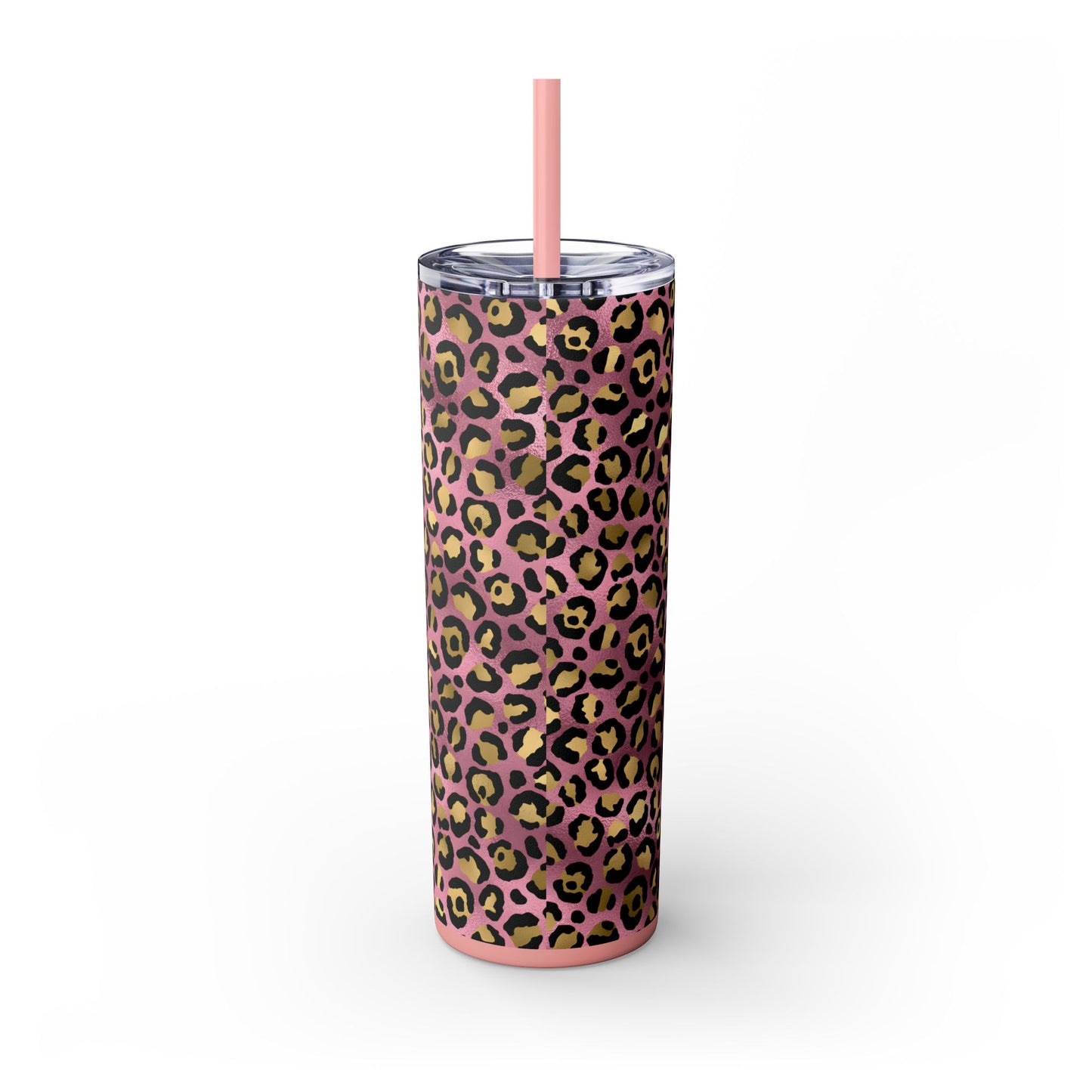 Pink Leopard Skinny Tumbler with Straw, 20oz