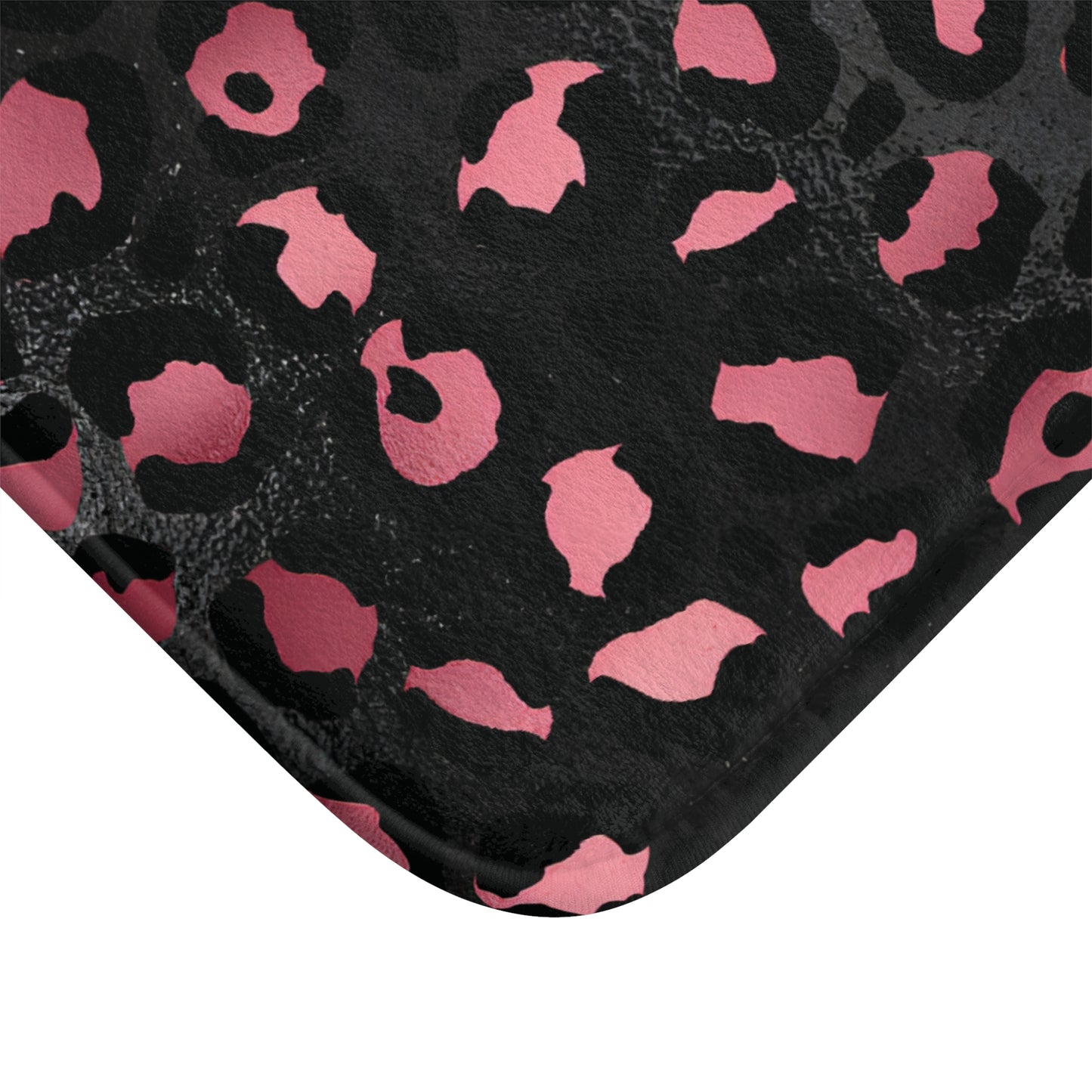 Black and Pink Leopard Spotted Bath Mat