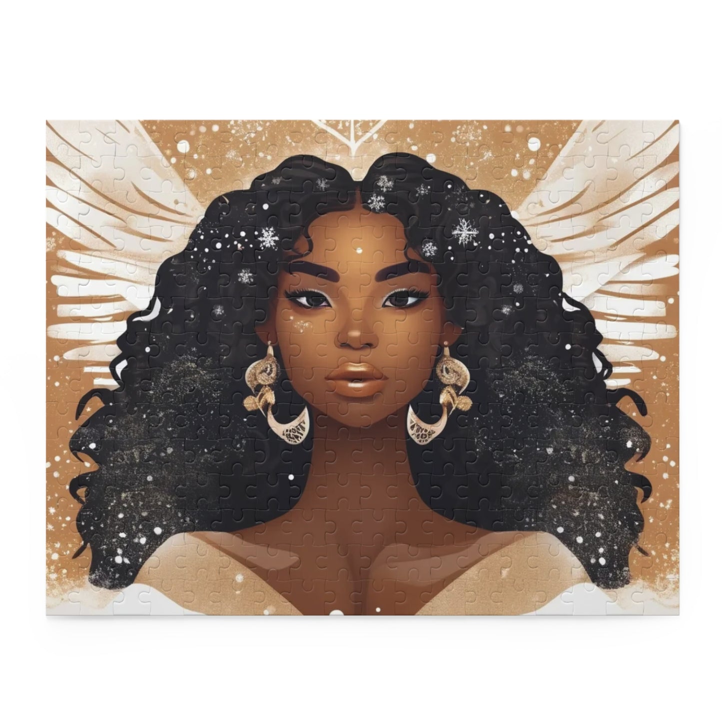 Elegant Angelic Goddess Puzzle – 120, 252, or 500 Pieces | Stunning Afrocentric Art for Home Decor & Gifts Puzzle