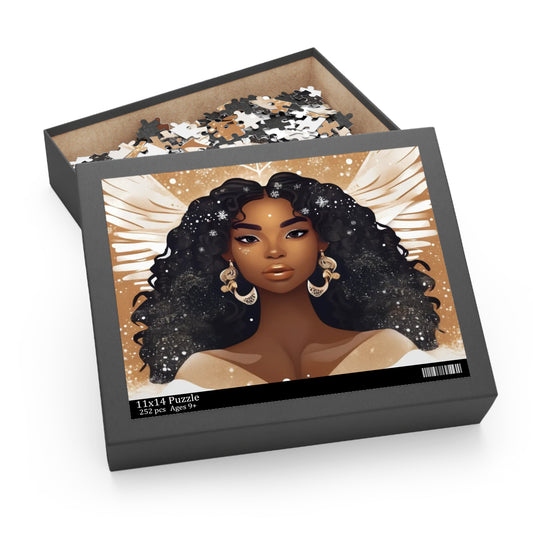 Elegant Angelic Goddess Puzzle – 120, 252, or 500 Pieces | Stunning Afrocentric Art for Home Decor & Gifts Puzzle