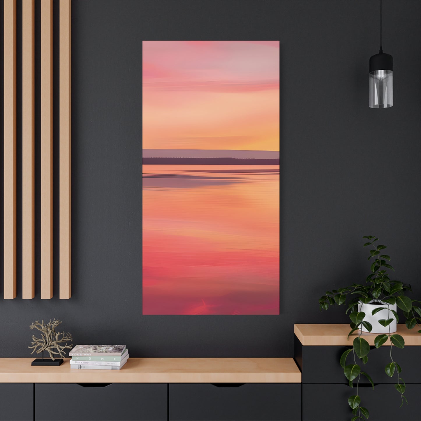 Serene Sunset Canvas Print | Abstract Landscape Wall Art | Pink and Orange DecorMatte Canvas, Stretched, 1.25"